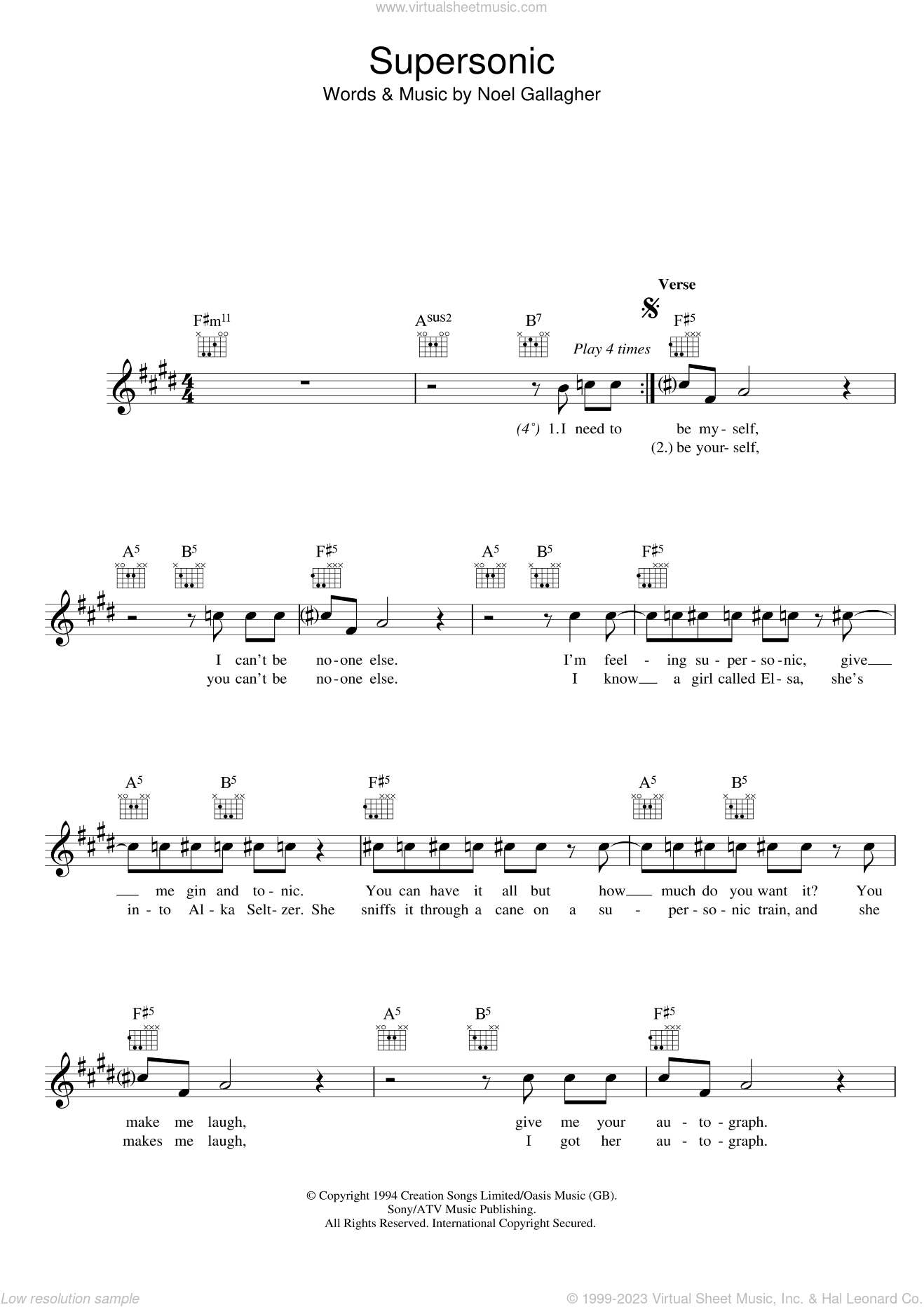 Oasis Supersonic Sheet Music Fake Book Pdf Interactive