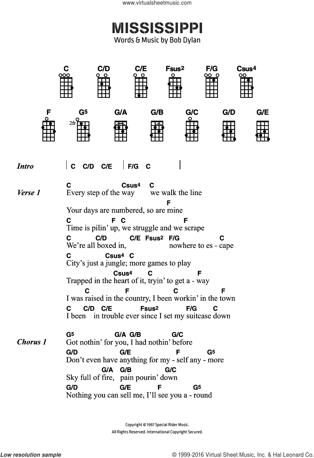 Mississippi sheet music for voice, piano or guitar v2