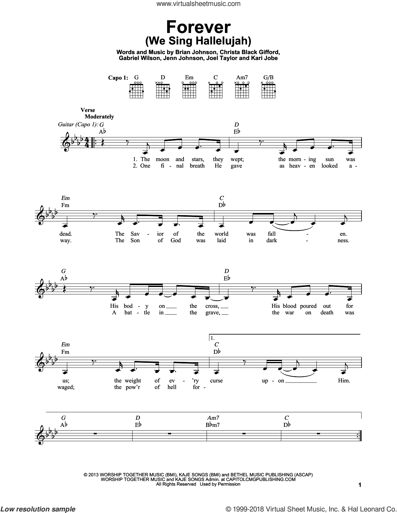 Johnson - Forever (We Sing Hallelujah) sheet music for guitar solo (chords)