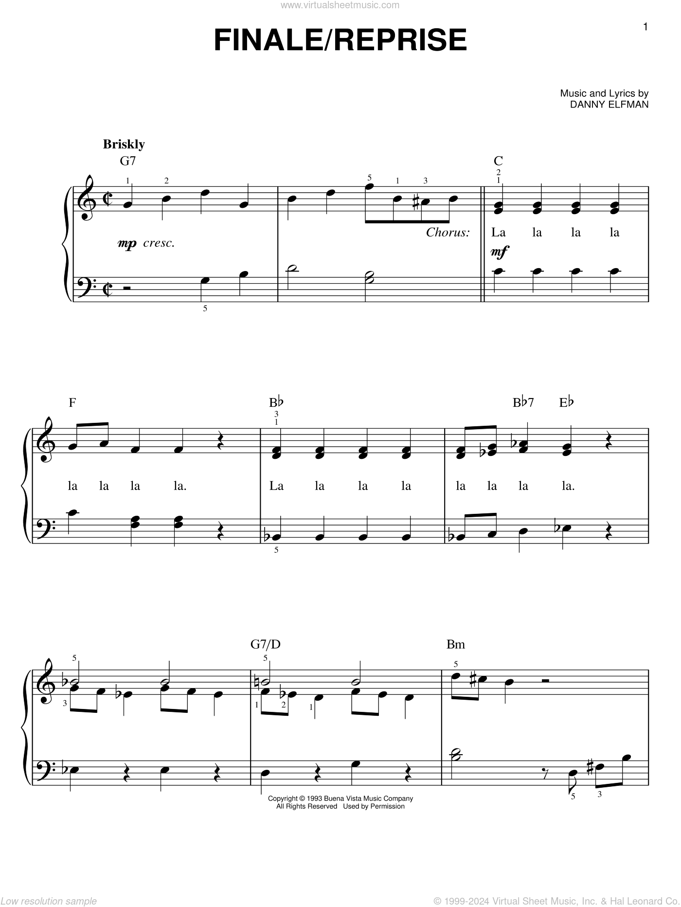 Elfman Finale/Reprise (from The Nightmare Before Christmas) sheet