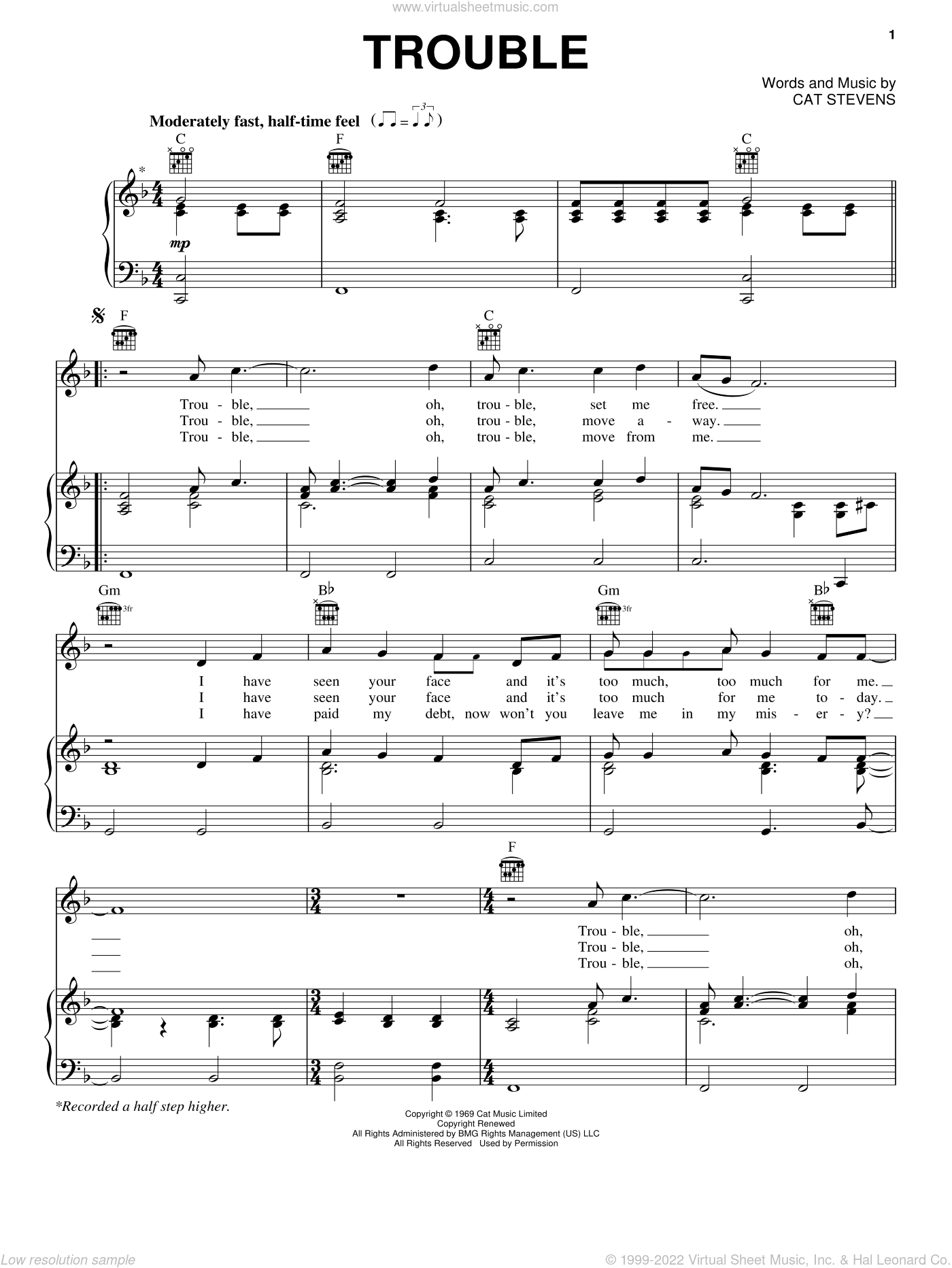 Stevens Trouble Sheet Music For Voice Piano Or Guitar Pdf