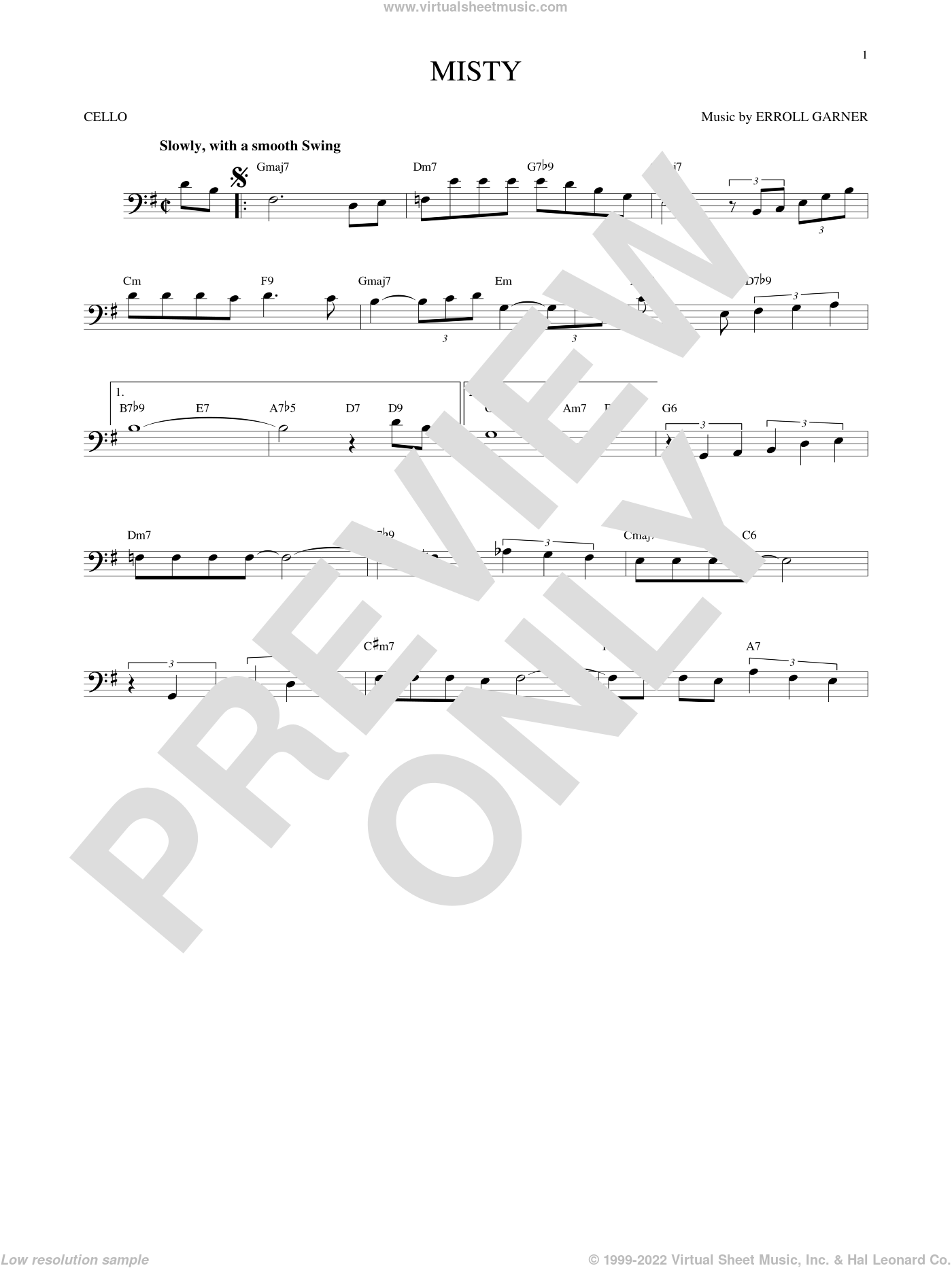 Burke Misty Sheet Music For Cello Solo Pdf Interactive