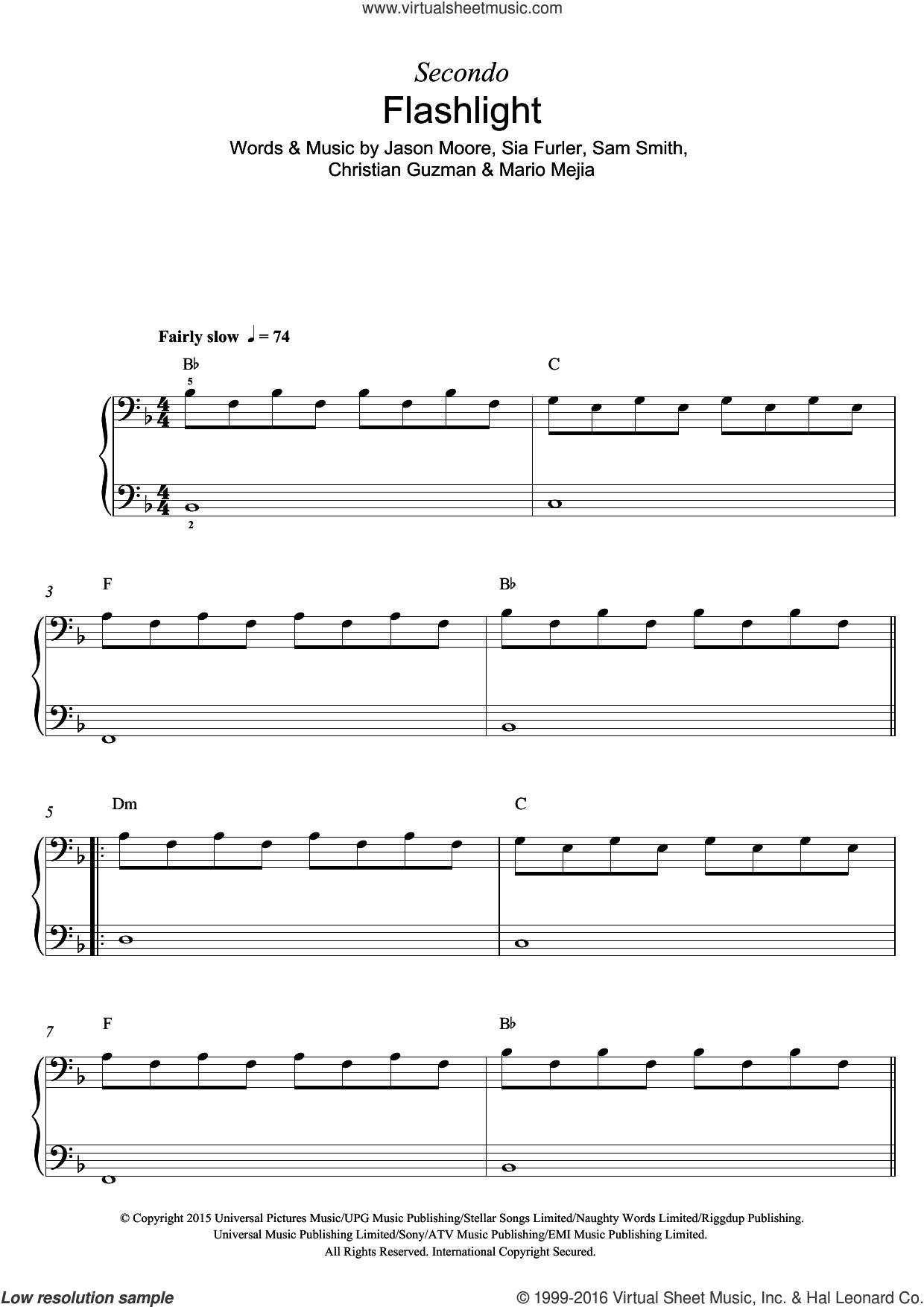Flashlight, (intermediate) sheet music for piano solo (PDF)