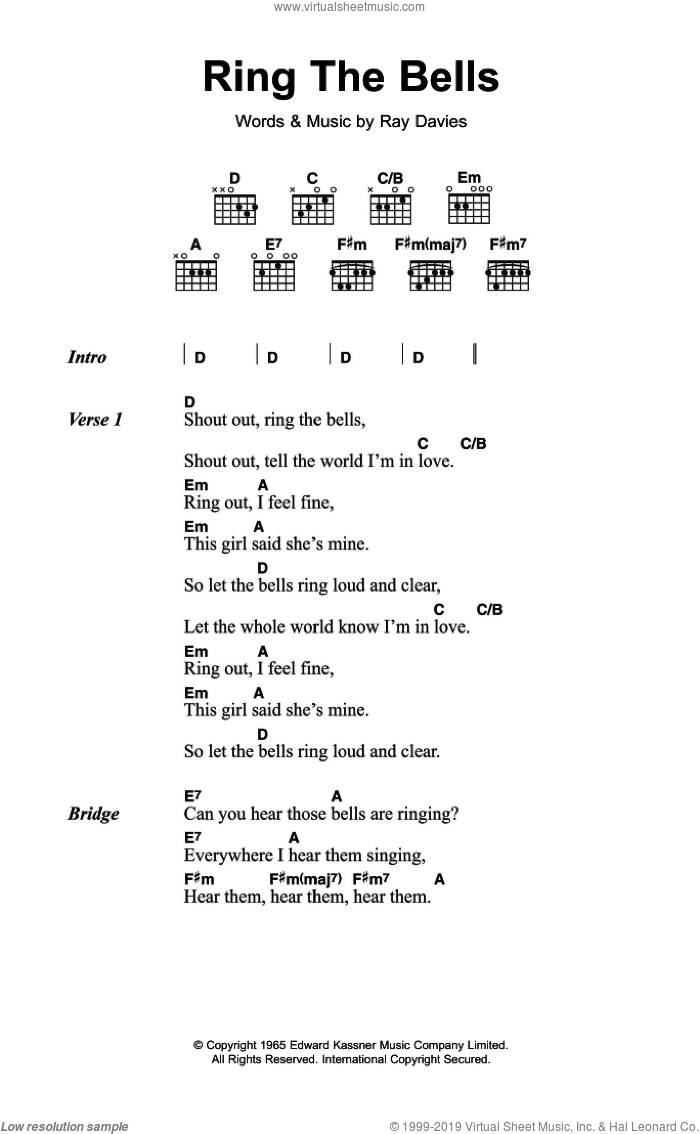 bells ring chords sheet kinks lyrics guitar ray pdf hl davies score