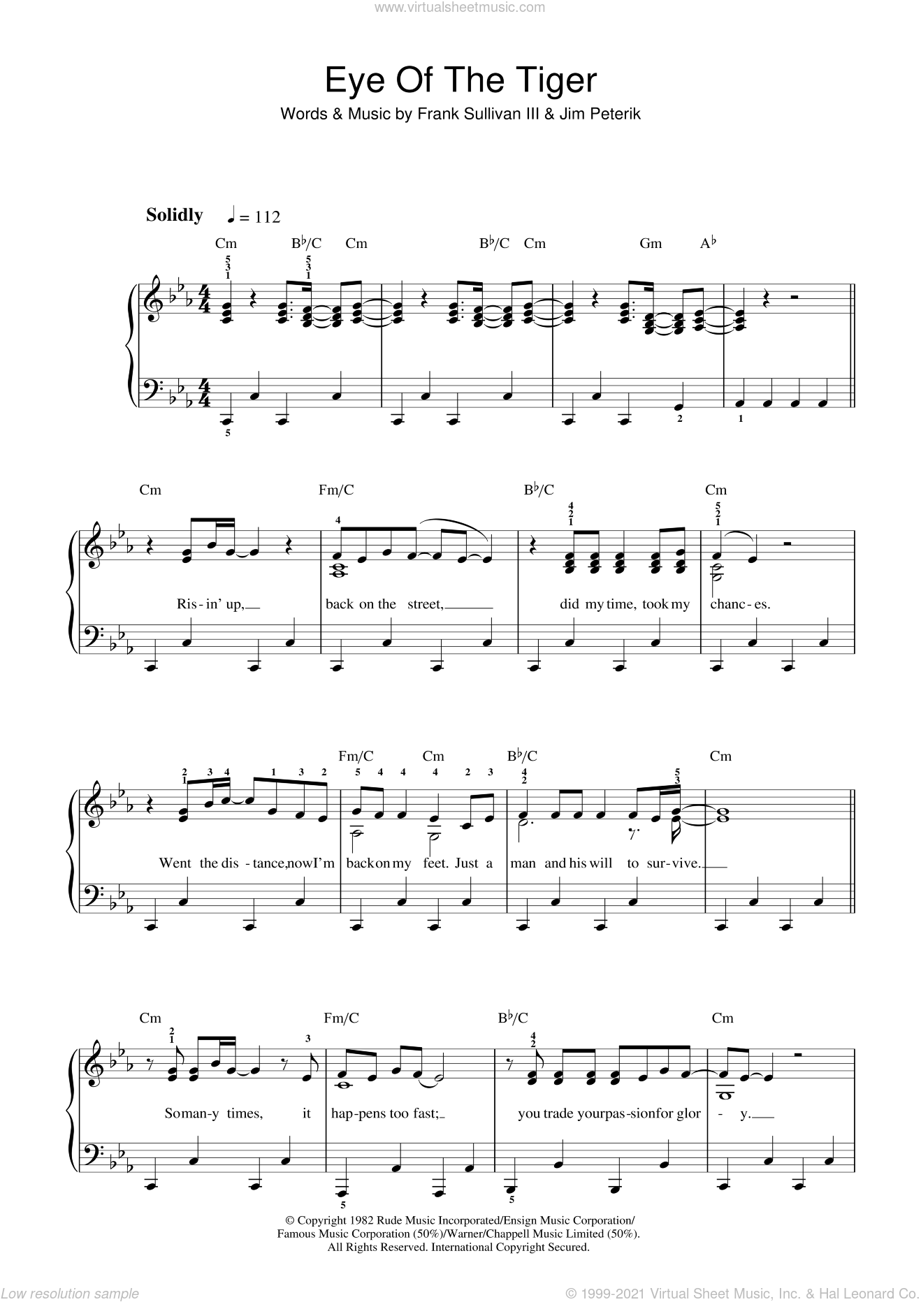 Survivor - Eye of the Tiger - For Trumpet Sheet music for Piano (Solo) Easy