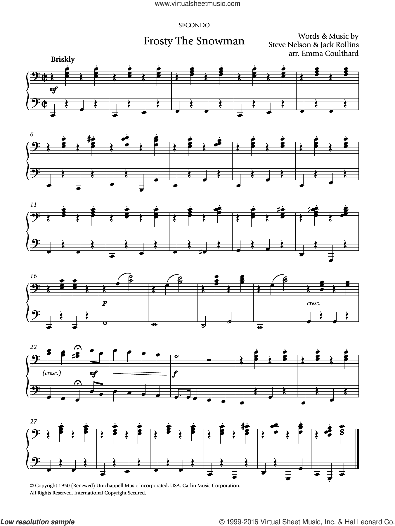 Autry Frosty The Snowman Sheet Music For Piano Solo Pdf