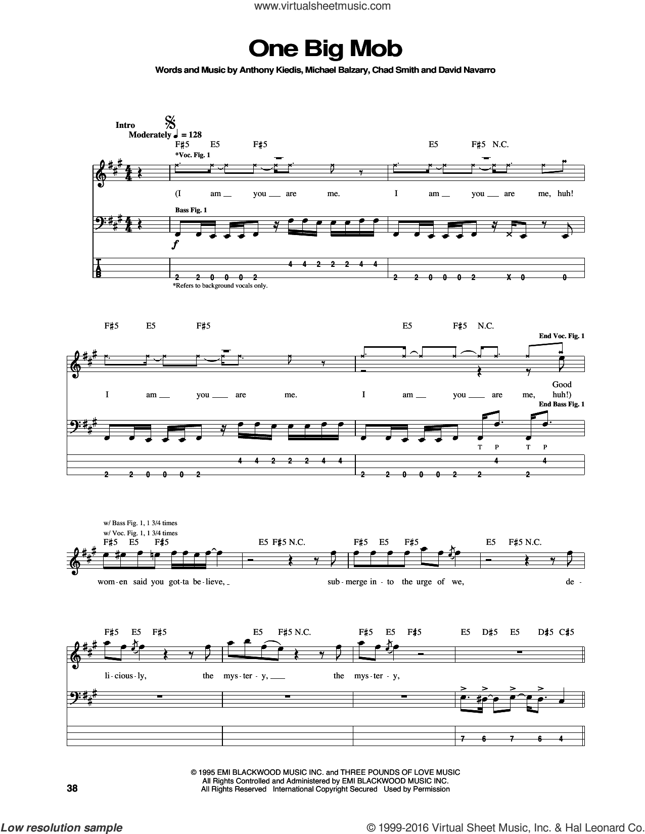 One Big Mob sheet music for bass (tablature) (bass guitar) (PDF)