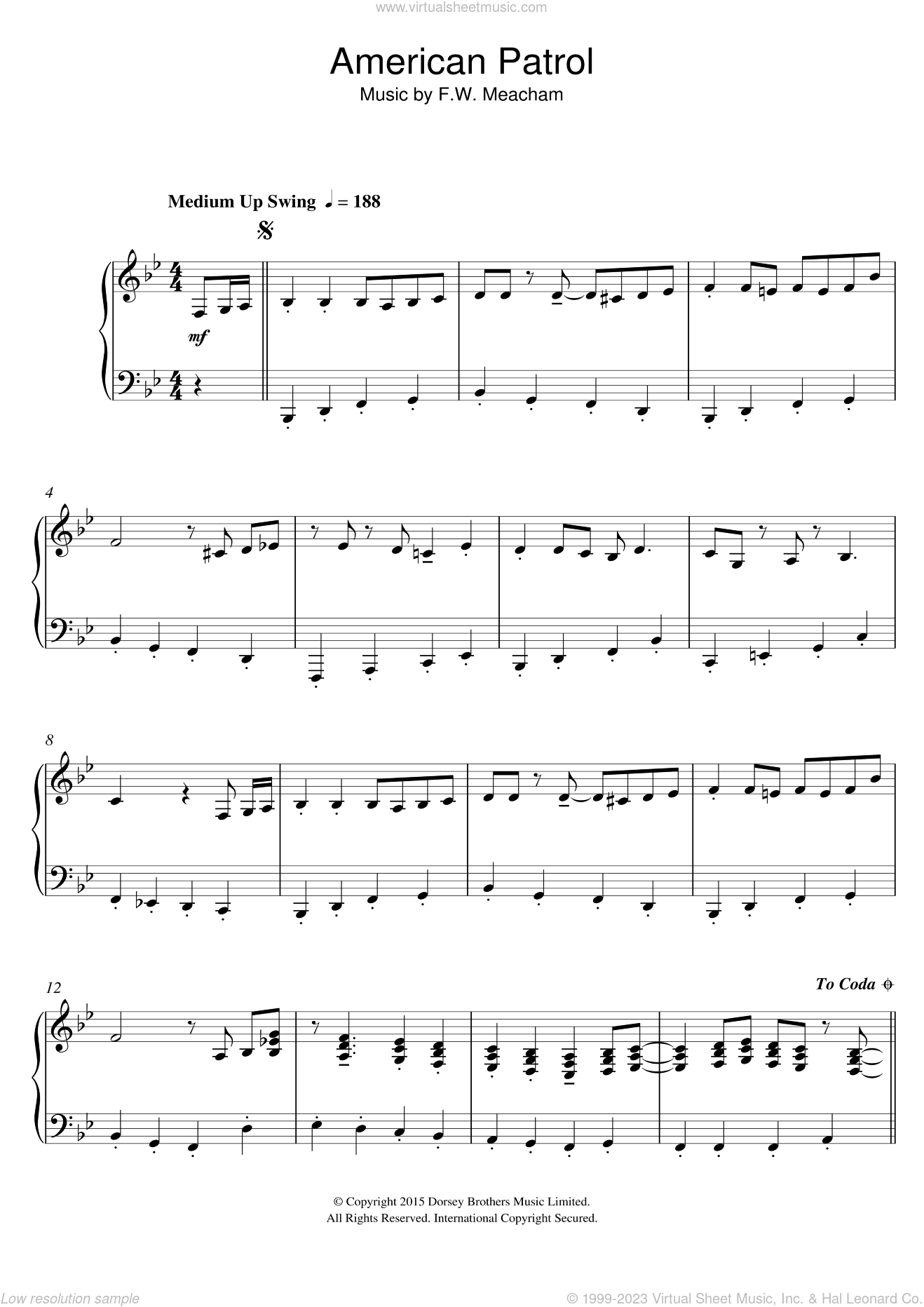 Englishby - American Patrol sheet music for piano solo (PDF)