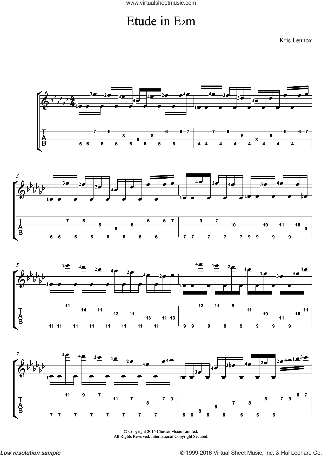 Etude In E Flat Minor Sheet Music For Guitar (tablature) (PDF)