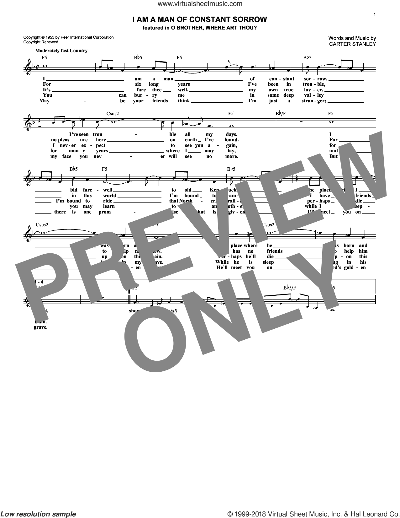 Lyrics to man of constant sorrow picture