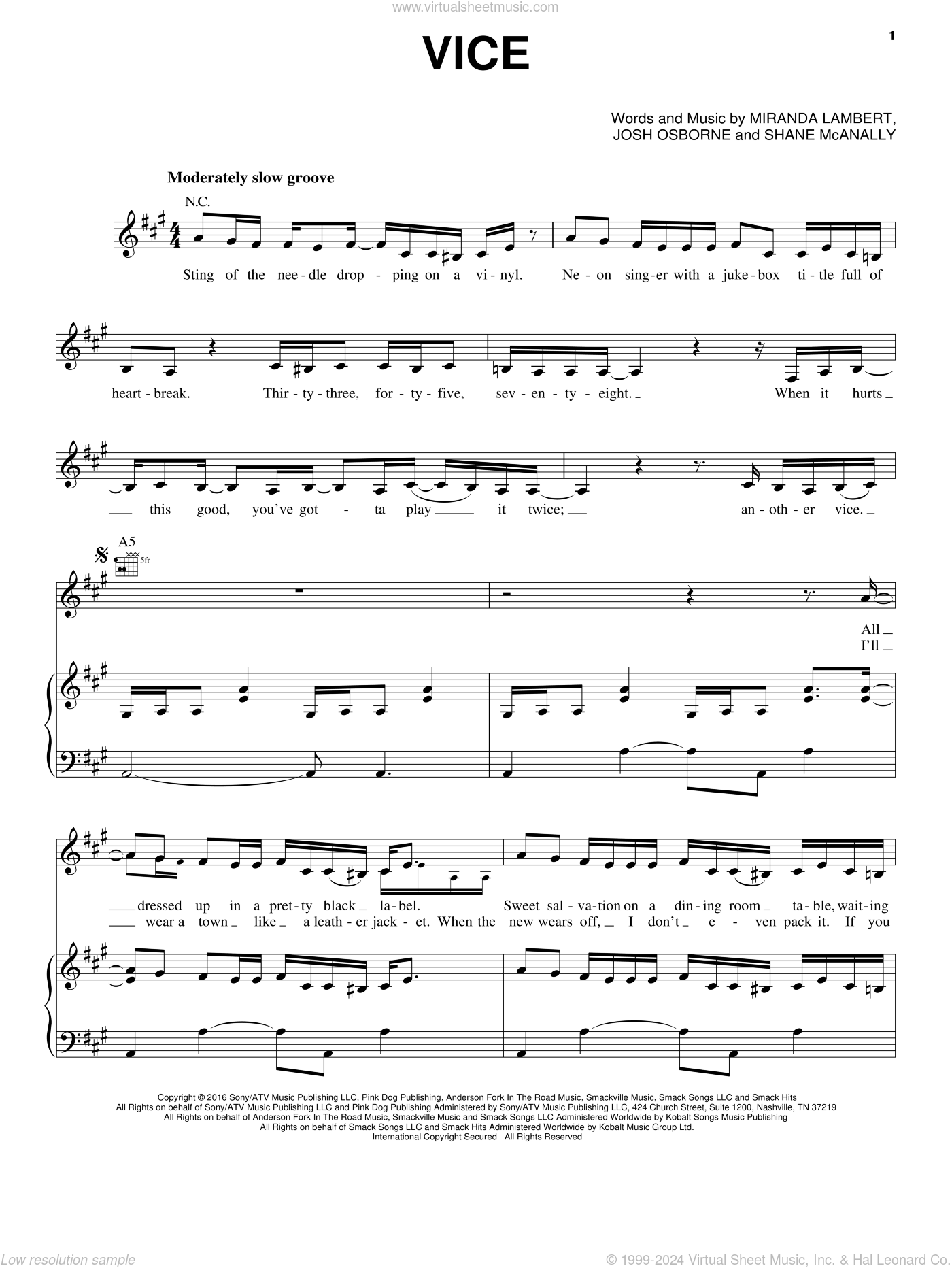 Vice sheet music for voice, piano or guitar (PDF-interactive)