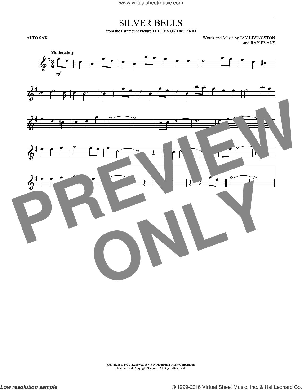 Silver Bells Saxophone Sheet Music and Backing Track