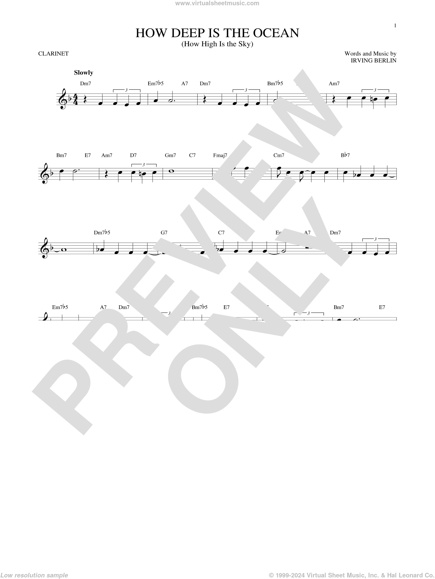 How Deep Is The Ocean (How High Is The Sky) sheet music for solo