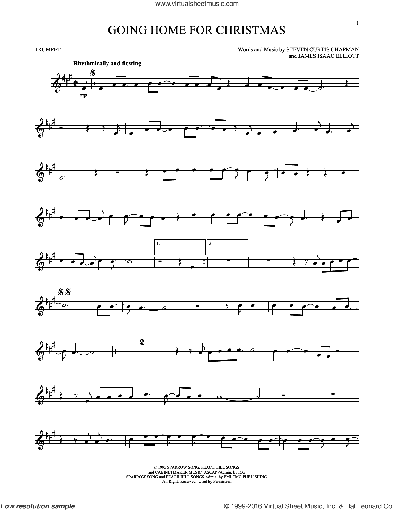 Going Home For Christmas sheet music for trumpet solo (PDF)