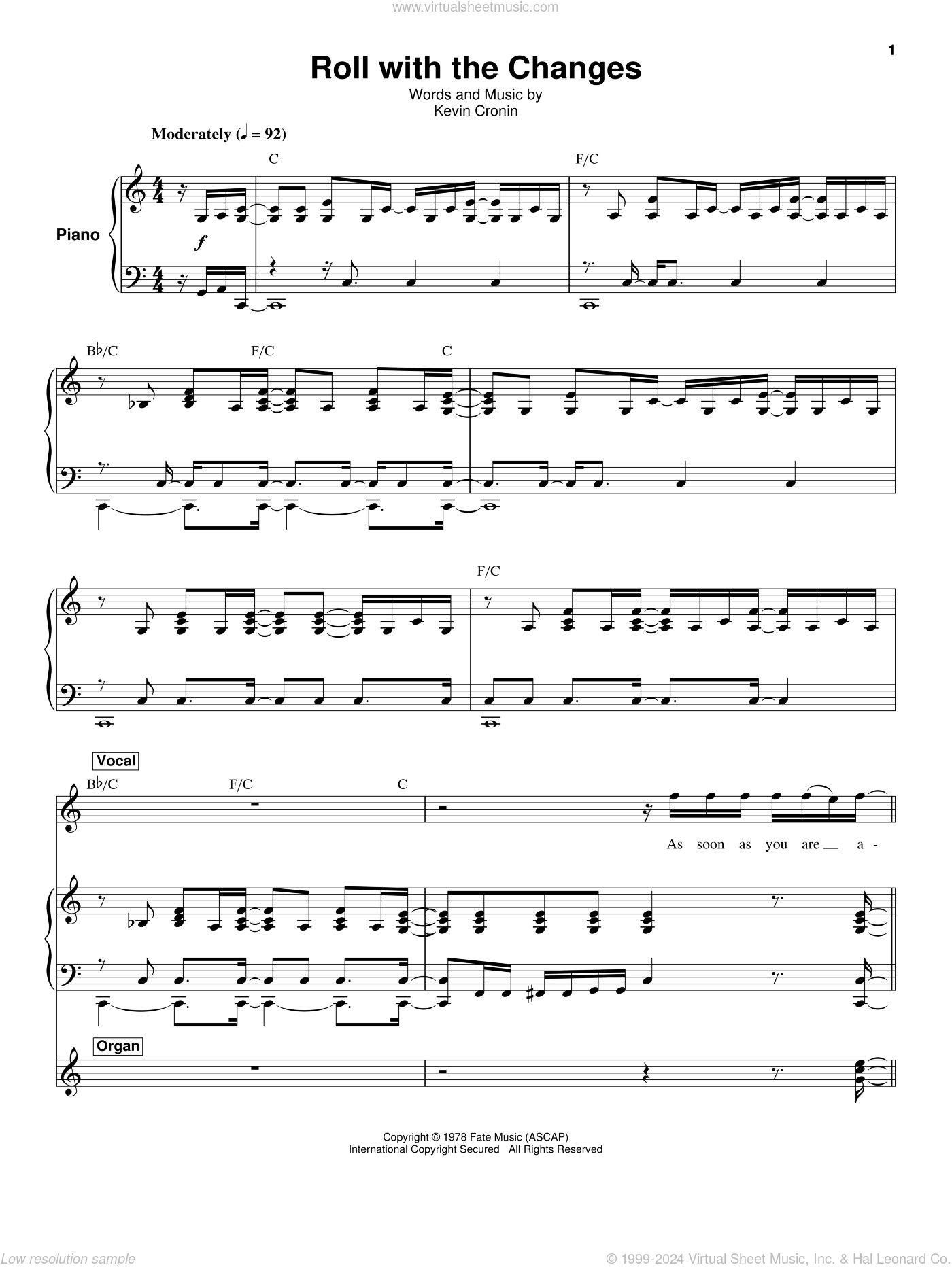 Roll With The Changes sheet music for keyboard or piano (PDF)