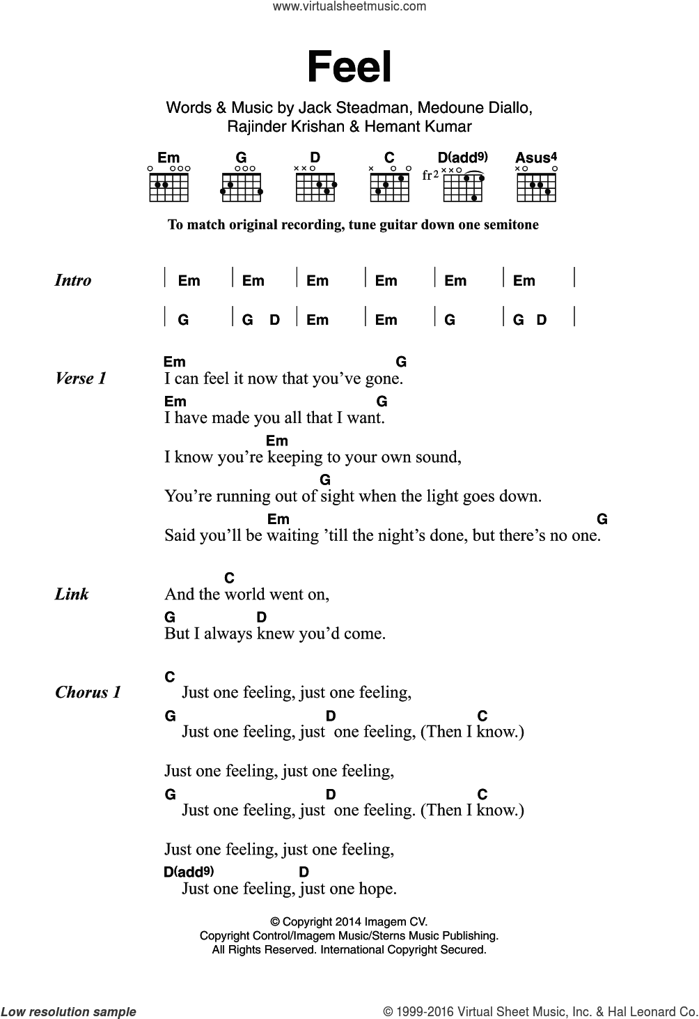 Club Feel sheet music for guitar (chords) [PDF]