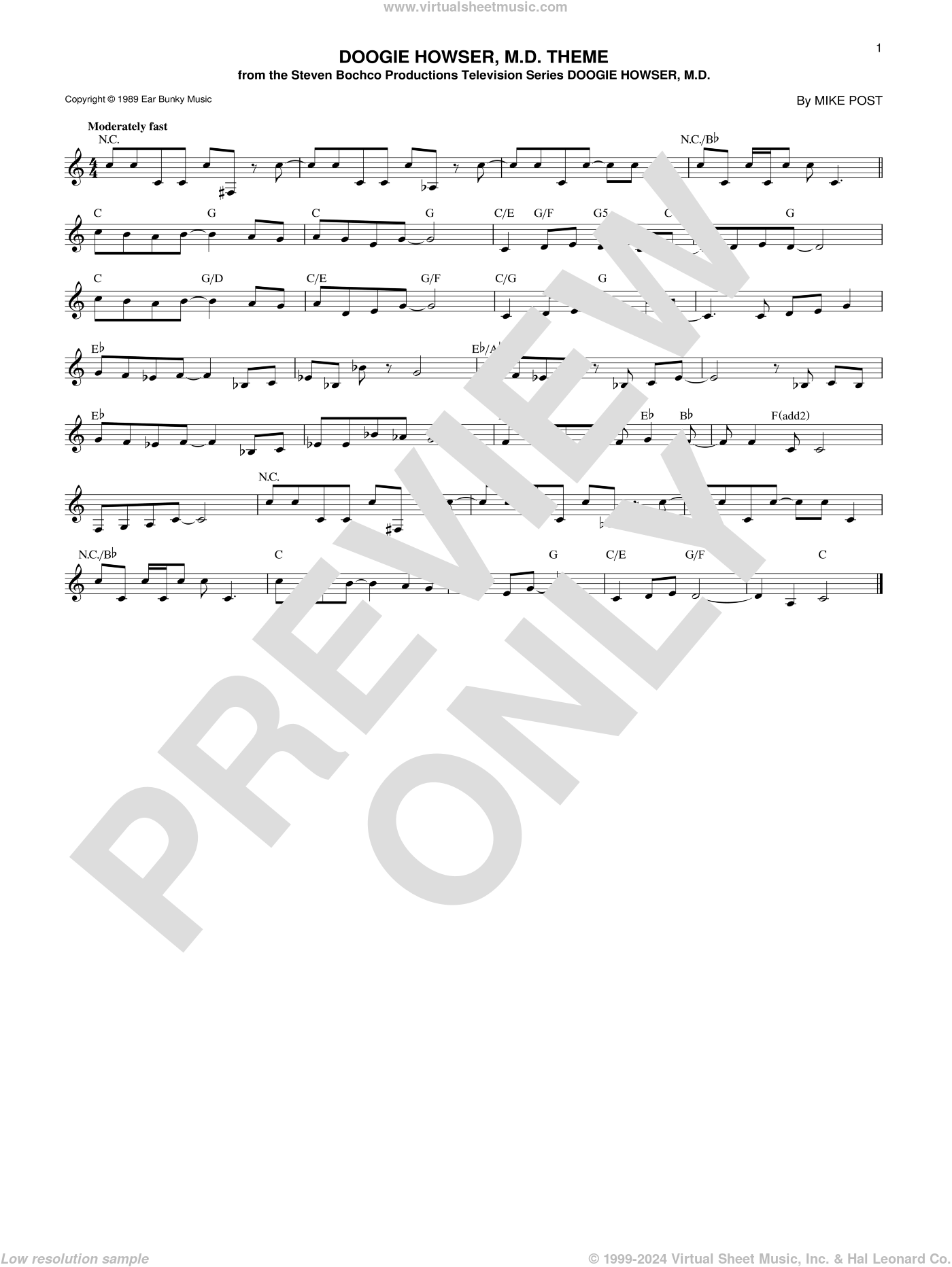 Doogie Howser, M.D. Theme sheet music (fake book) (PDF)