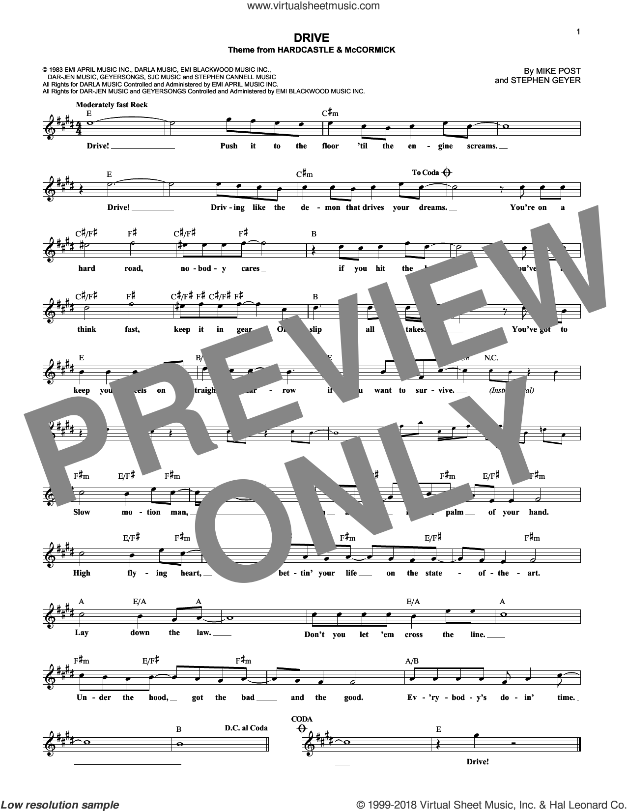 Drive sheet music for voice and other instruments (fake book)
