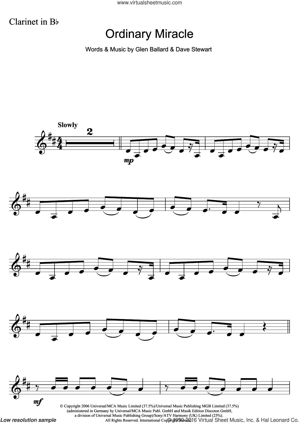 Ordinary Miracle (from Charlotte's Web) sheet music for clarinet solo