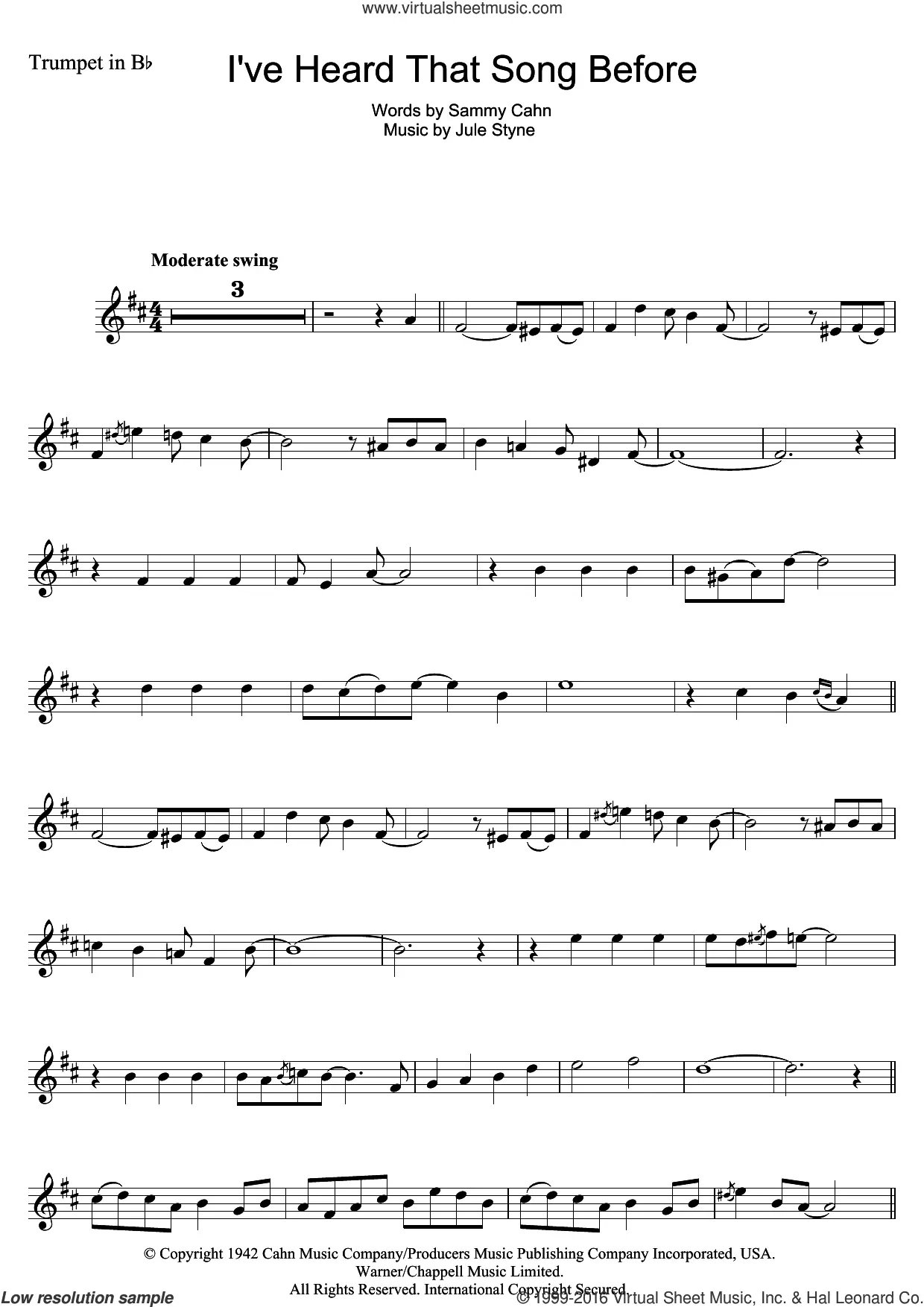 It's Been a Long, Long Time Trumpet Sheet music for Trumpet in b-flat  (Solo)