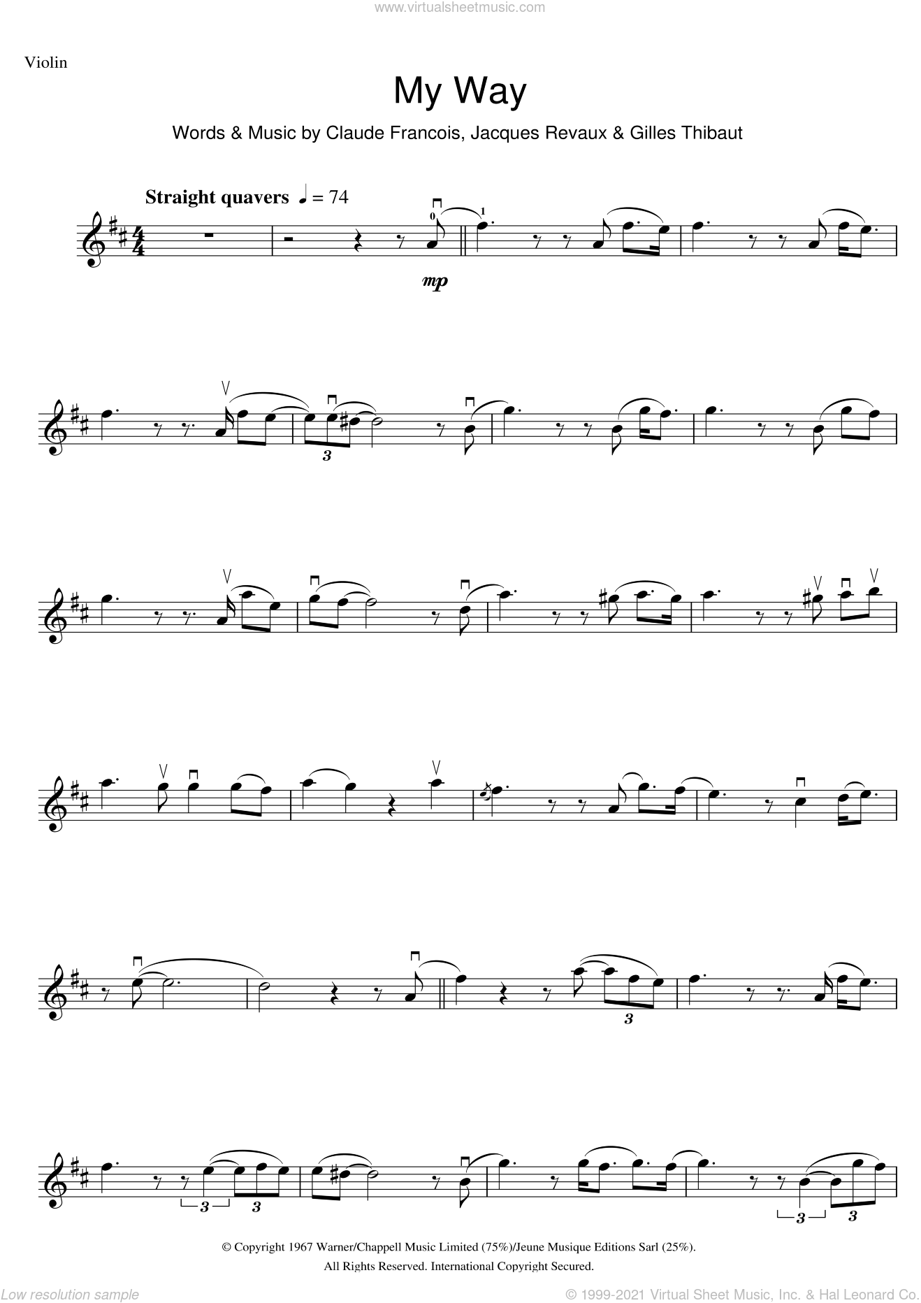 Sinatra My Way Sheet Music For Violin Solo Pdf V2