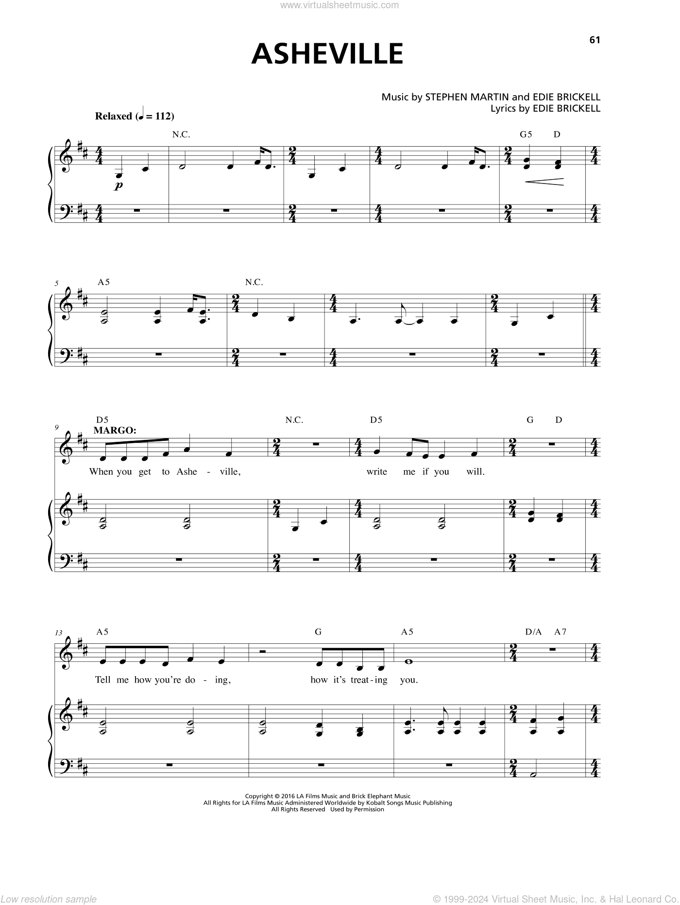 Asheville sheet music for voice and piano (PDF)
