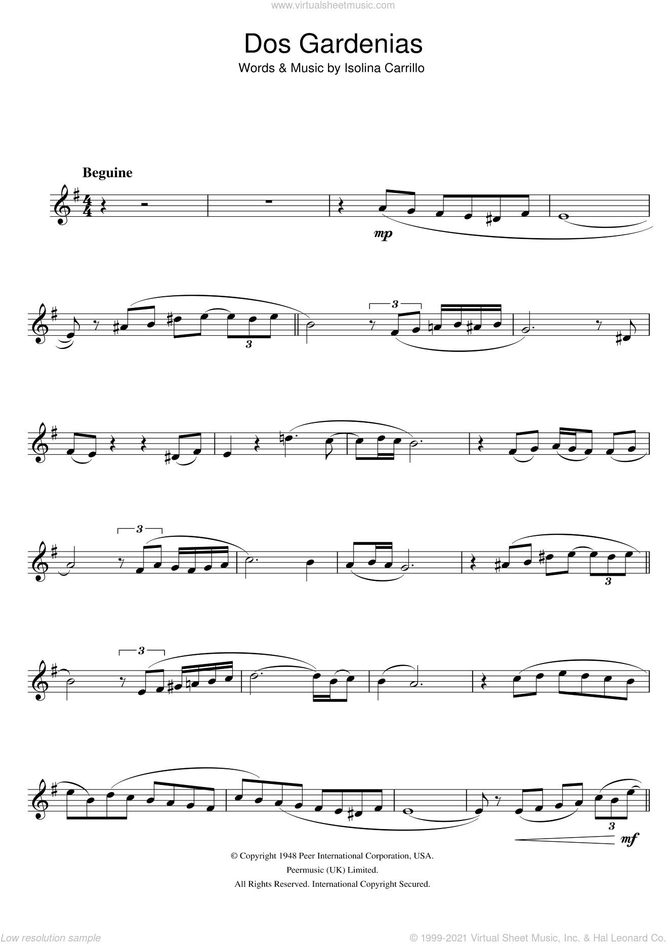 Dos Gardenias Sheet Music For Trumpet Solo PDF interactive 