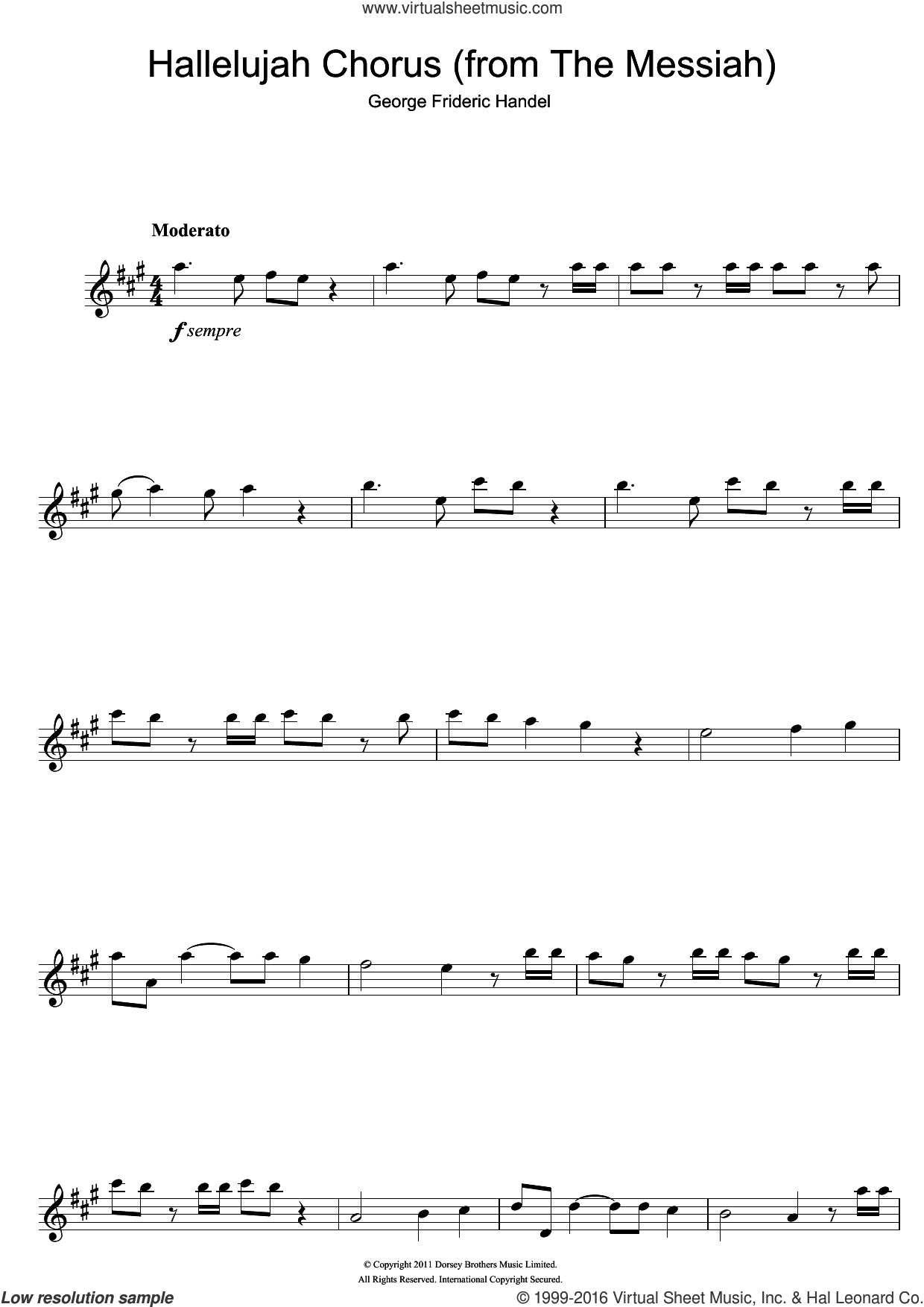 Handel Hallelujah Chorus From The Messiah Sheet Music For Saxophone Solo