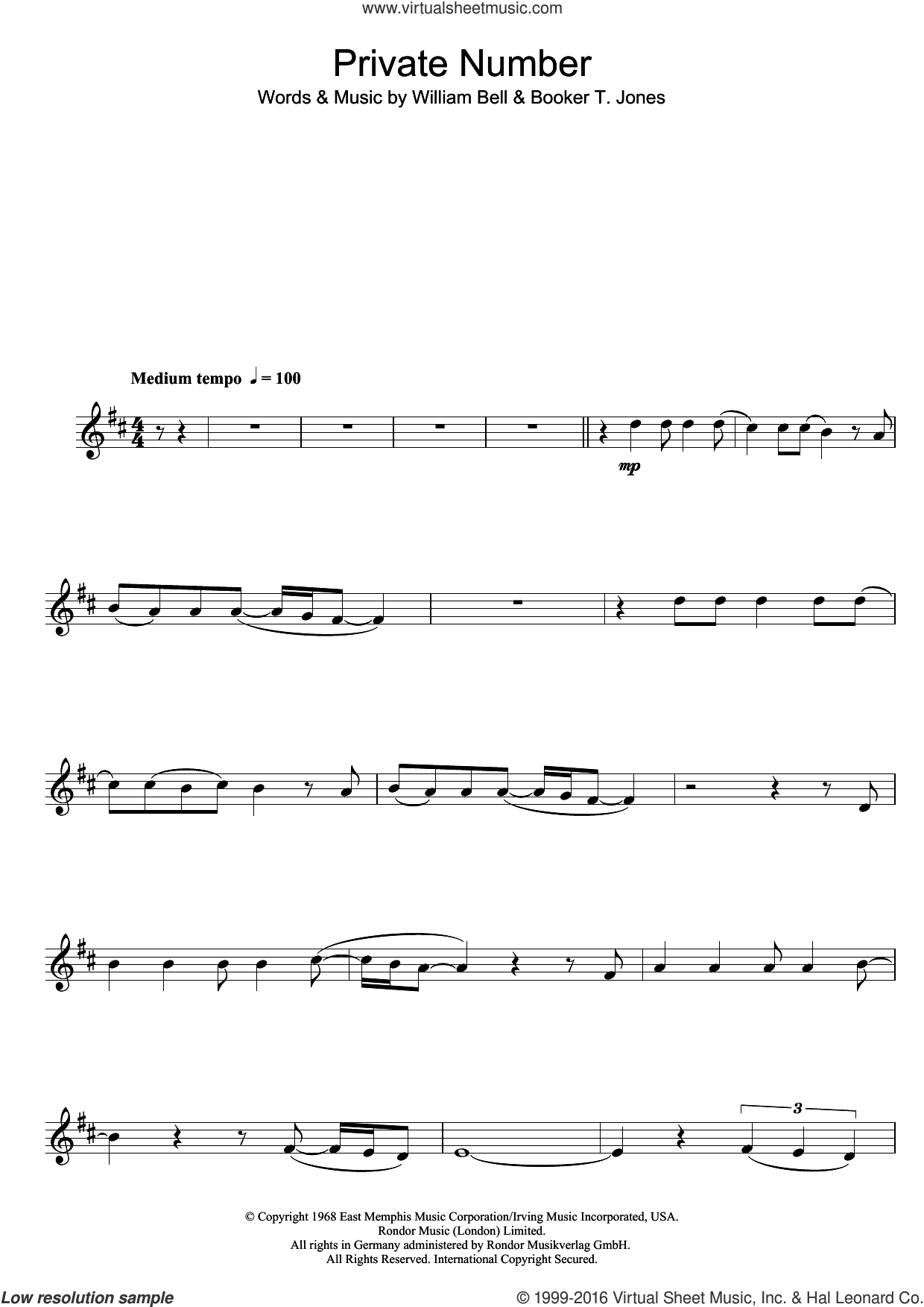 Private Number sheet music for clarinet solo (PDF)