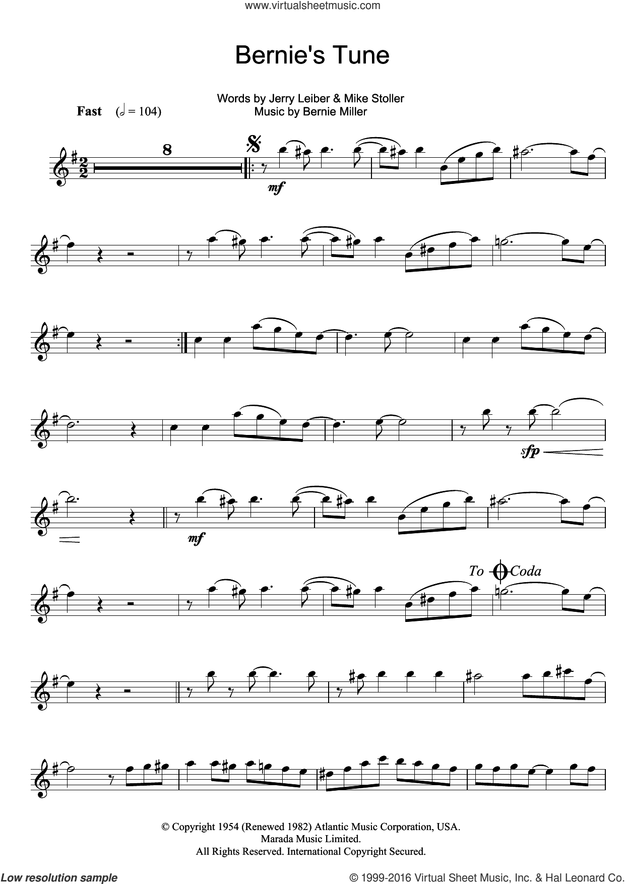 Bernie's Tune sheet music for clarinet solo (PDF)