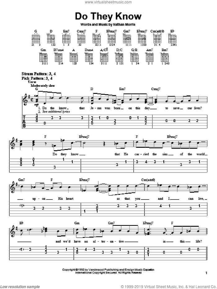 Do They Know sheet music for guitar solo (chords) (PDF)