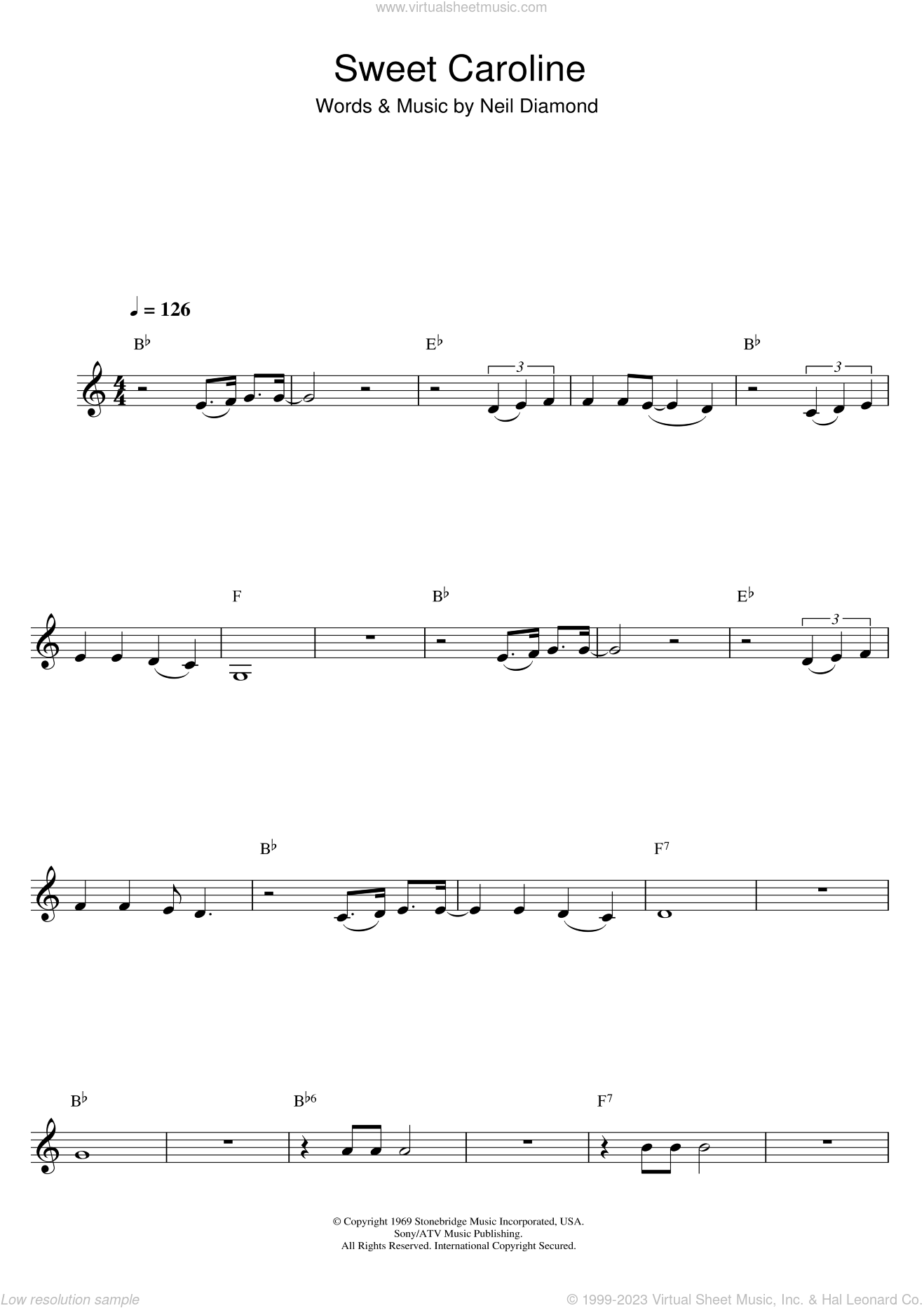 Sweet Caroline Sheet Music For Clarinet Solo Pdf 8976