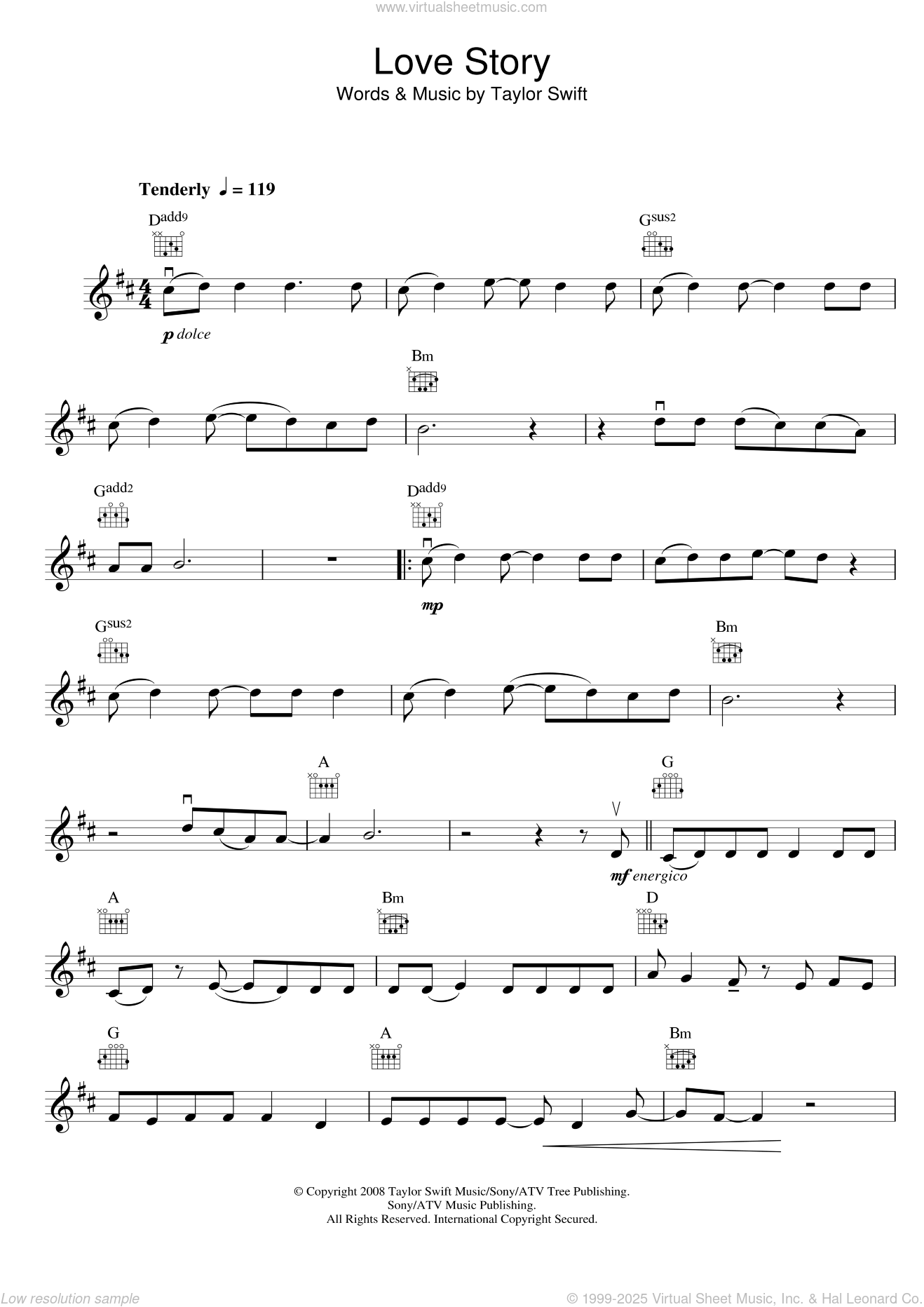 Swift - Love Story sheet music for violin solo [PDF] v2