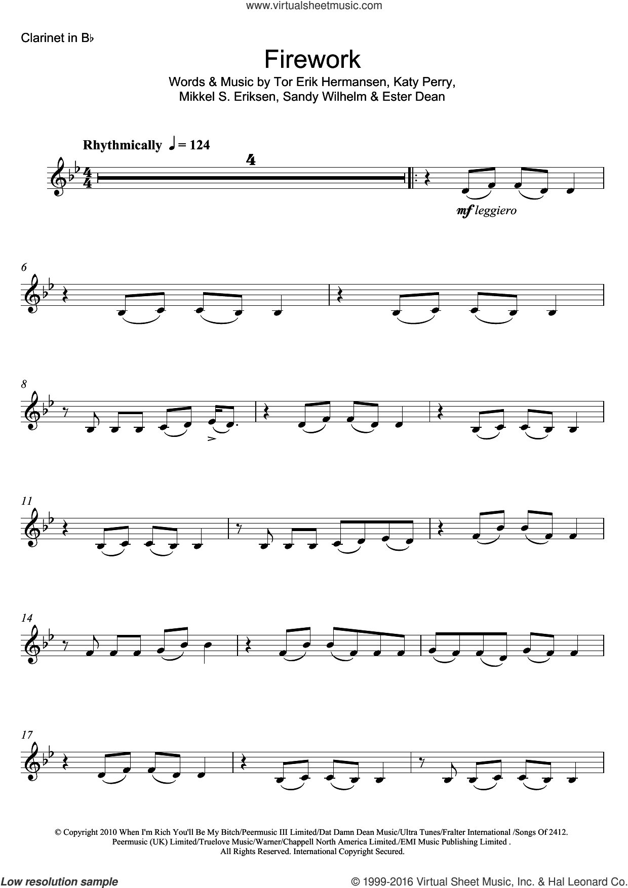 Perry Firework Sheet Music For Clarinet Solo Pdf Interactive