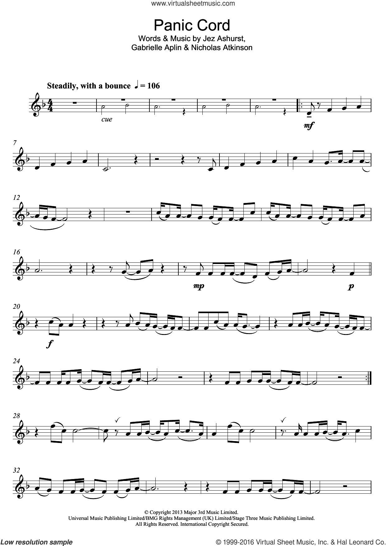 Panic Cord sheet music for clarinet solo (PDF-interactive)