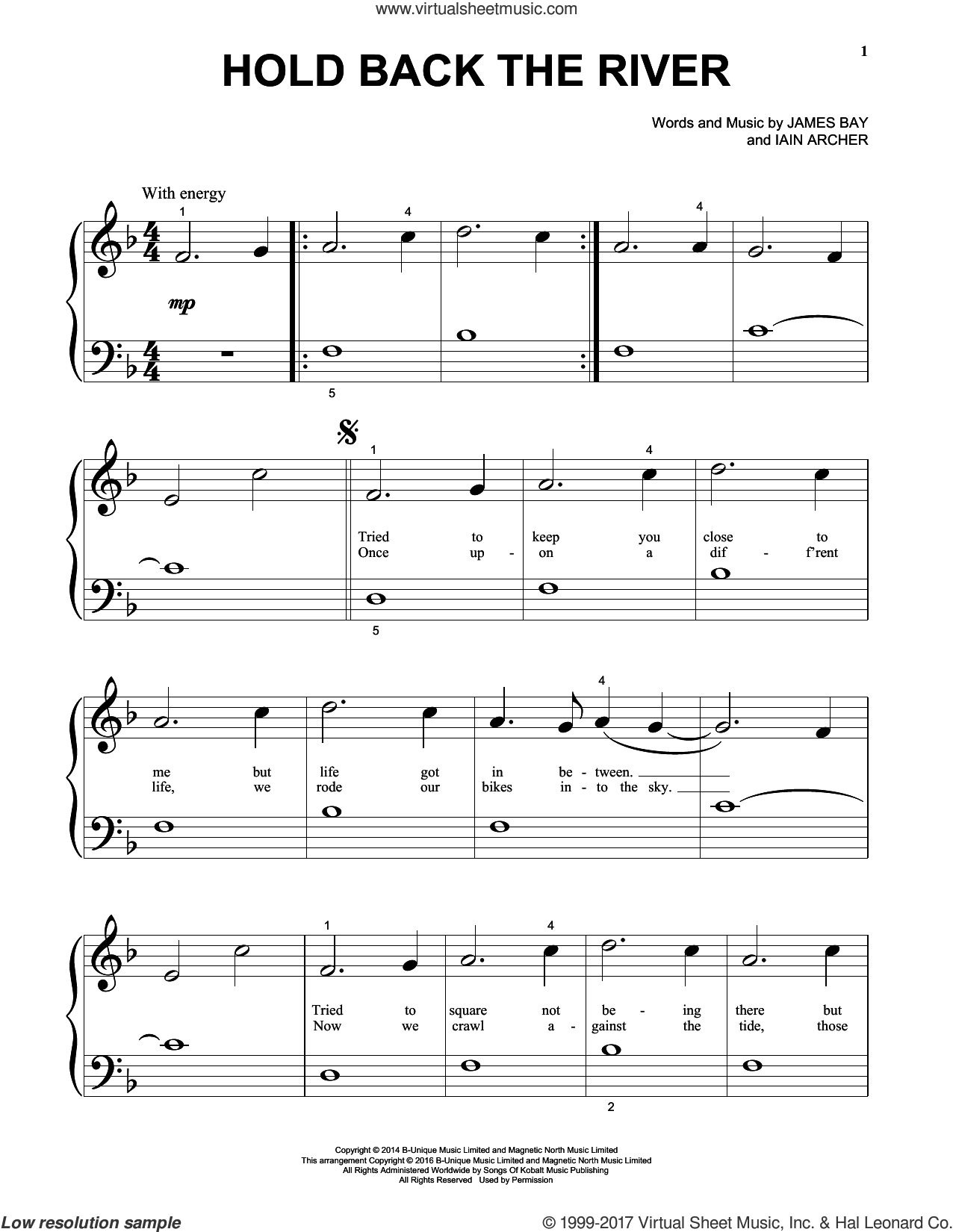 Hold Back The River Beginner Sheet Music For Piano Solo Pdf