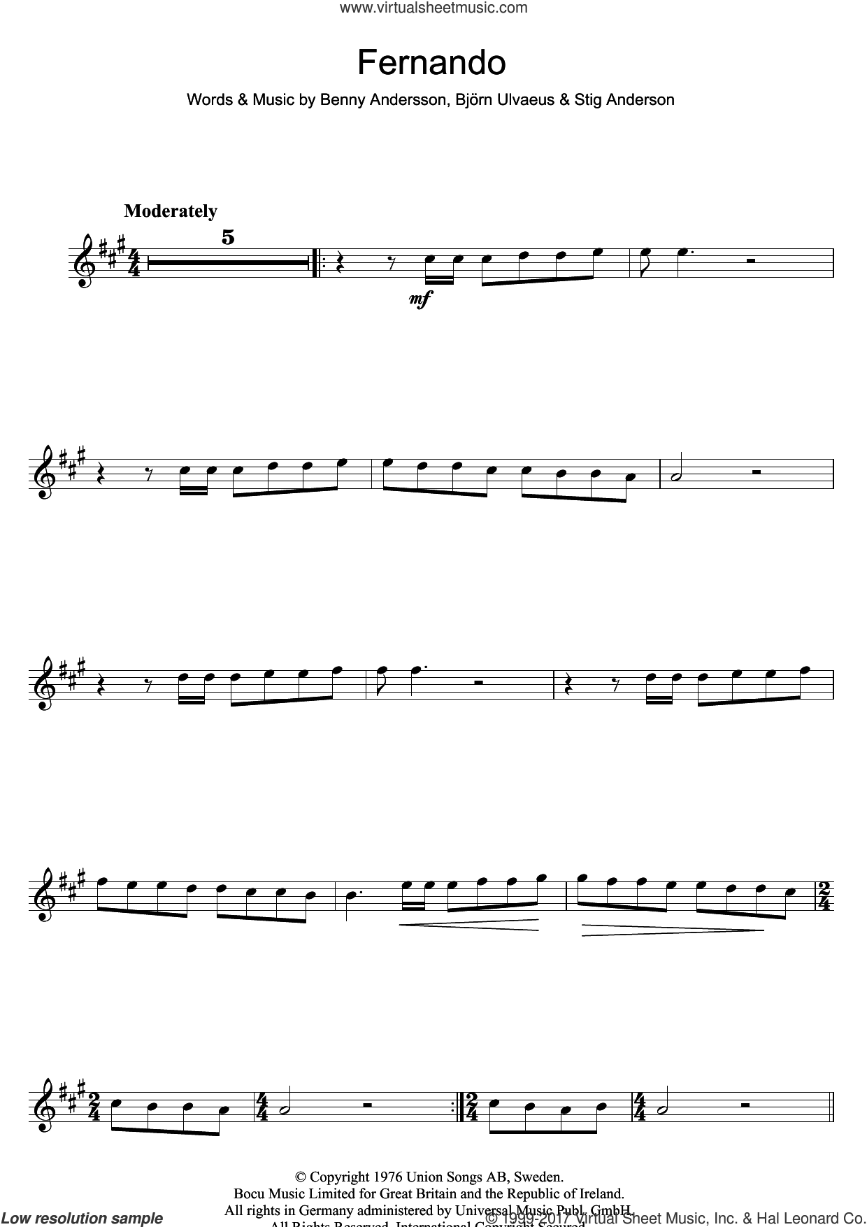 Fernando sheet music for clarinet solo (PDF)