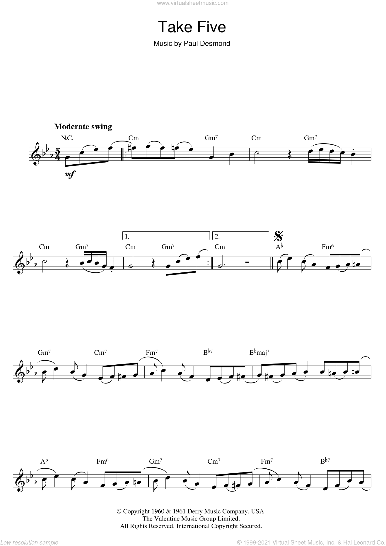 Brubeck Take Five Sheet Music For Flute Solo Pdf Interactive