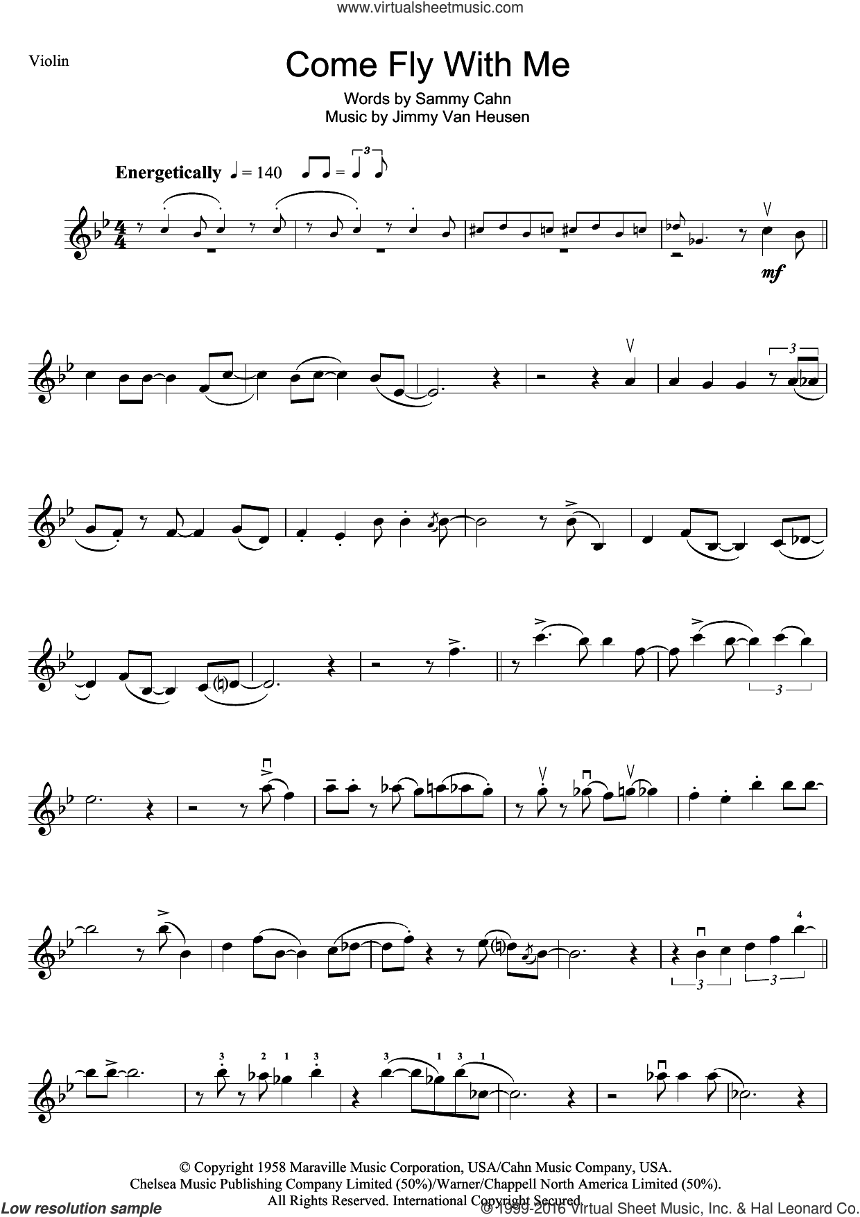 Sinatra Come Fly With Me Sheet Music For Violin Solo Pdf