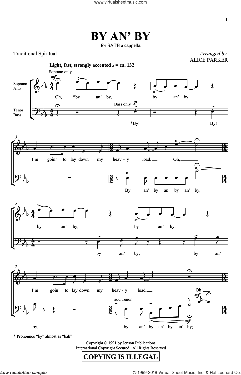 By An By Sheet Music For Choir Satb Soprano Alto Tenor Bass 