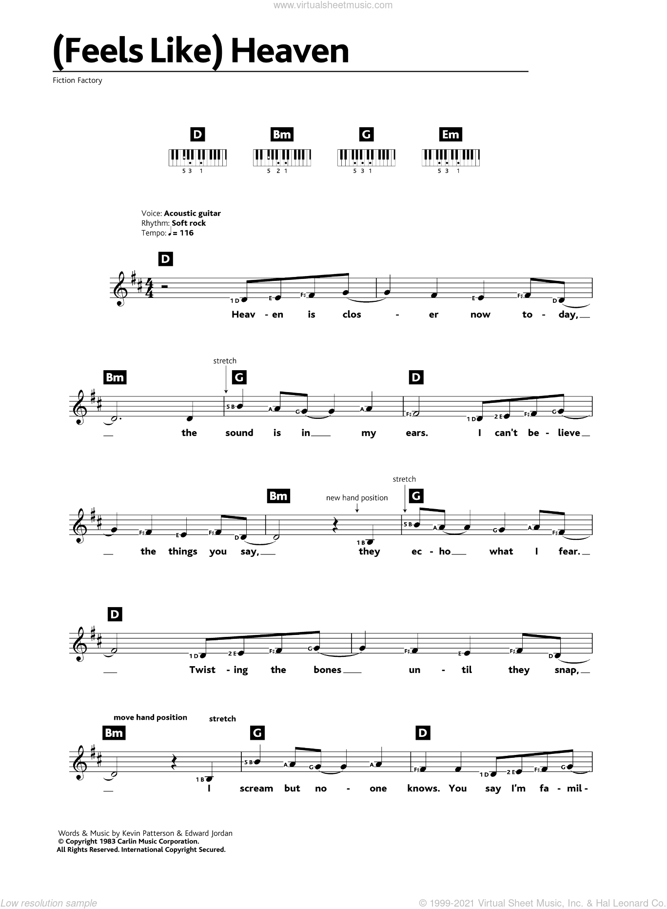 Fondos Porcentaje juego (Feels Like) Heaven sheet music for piano solo (chords, lyrics, melody)