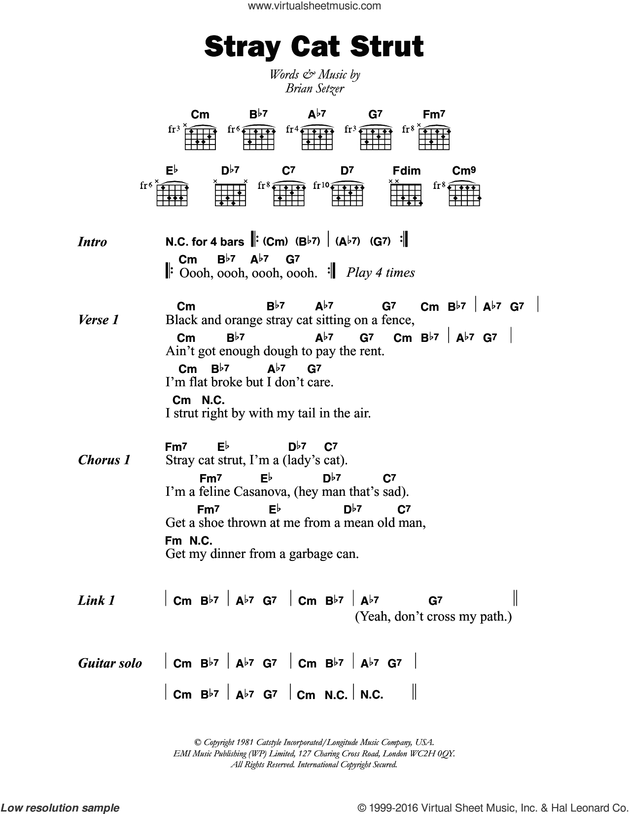 Chords to stray cat strut