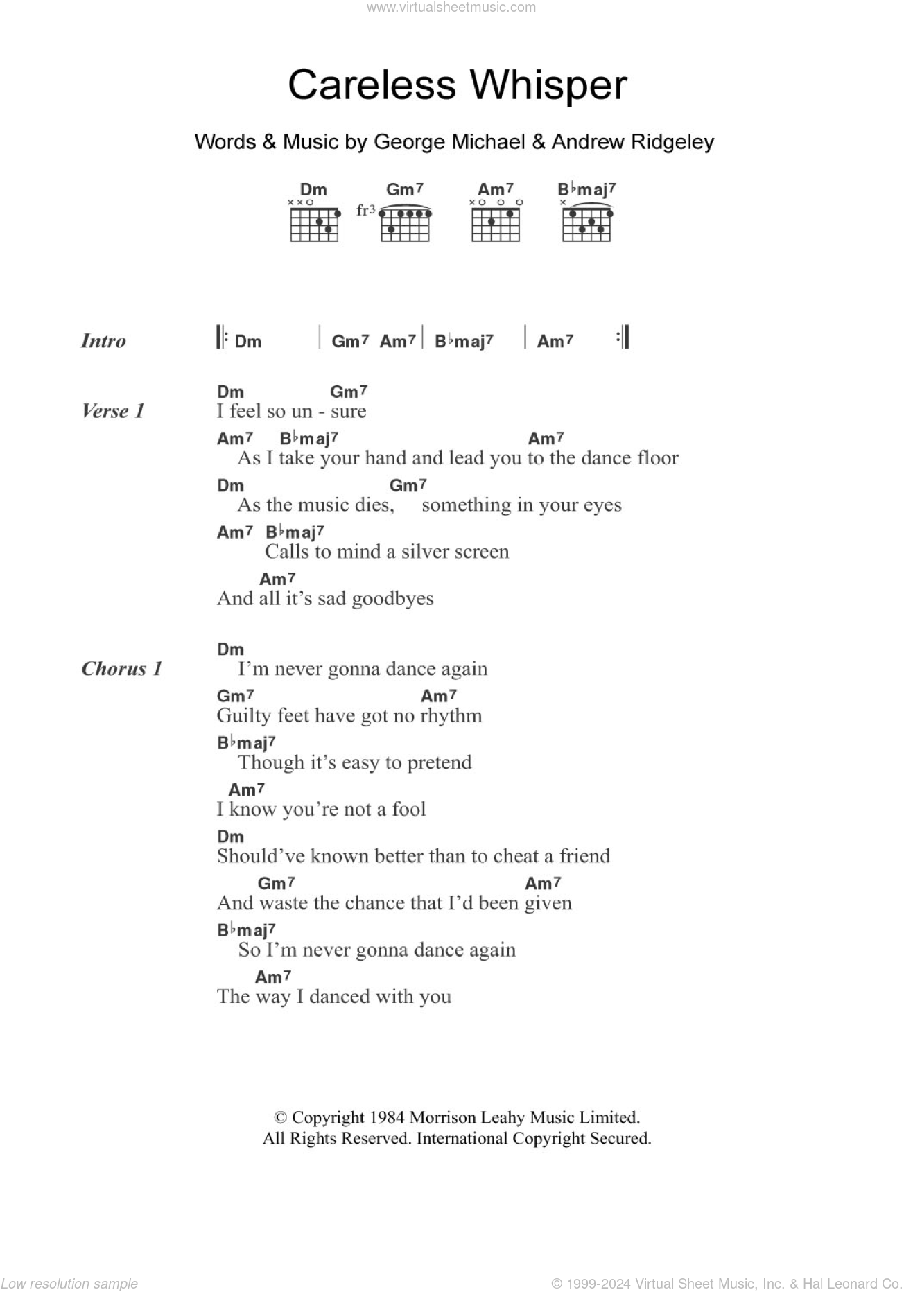 Michael Careless Whisper Sheet Music For Guitar Chords Pdf