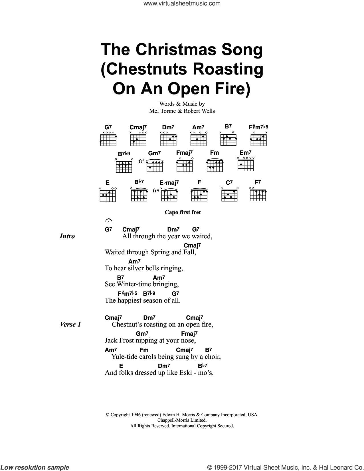 Torme - The Christmas Song (Chestnuts Roasting On An Open Fire) sheet music for guitar (chords)