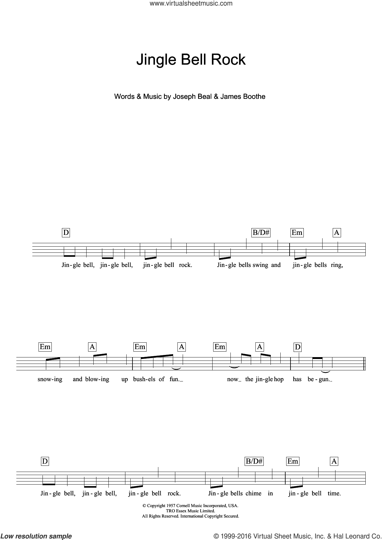 Chubby Checker: Jingle Bell Rock sheet music (fake book) (PDF)
