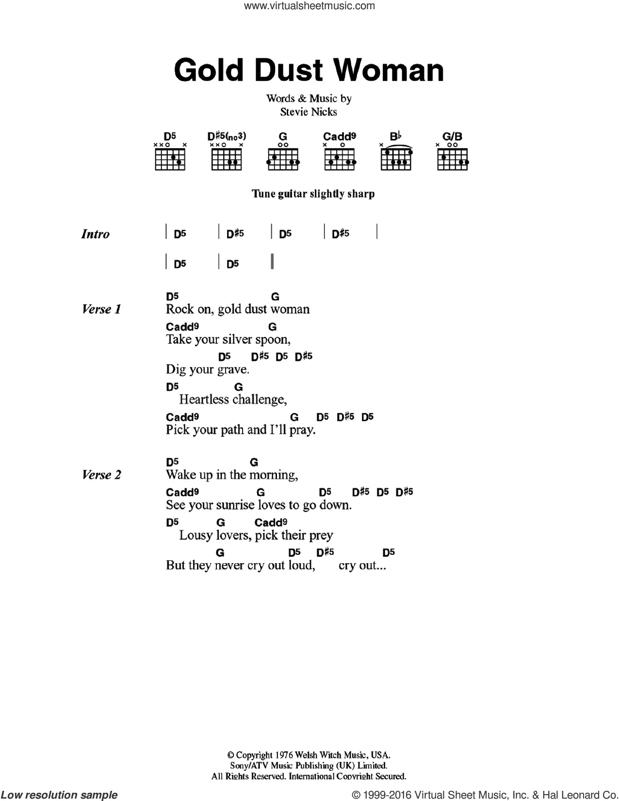 Gold Dust Woman Lyrics Fleetwood Mac Cross Stitch Pattern PDF