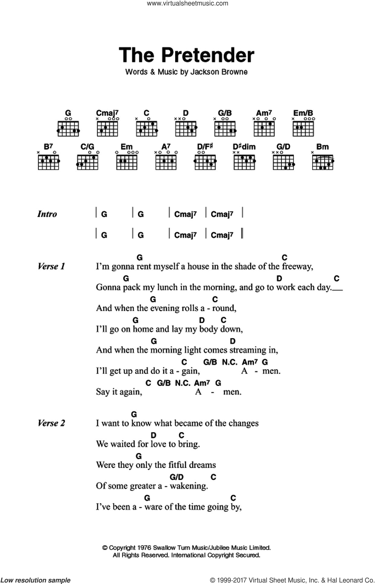 smid væk Nedsænkning Sommerhus The Pretender sheet music for guitar (chords) (PDF) v2