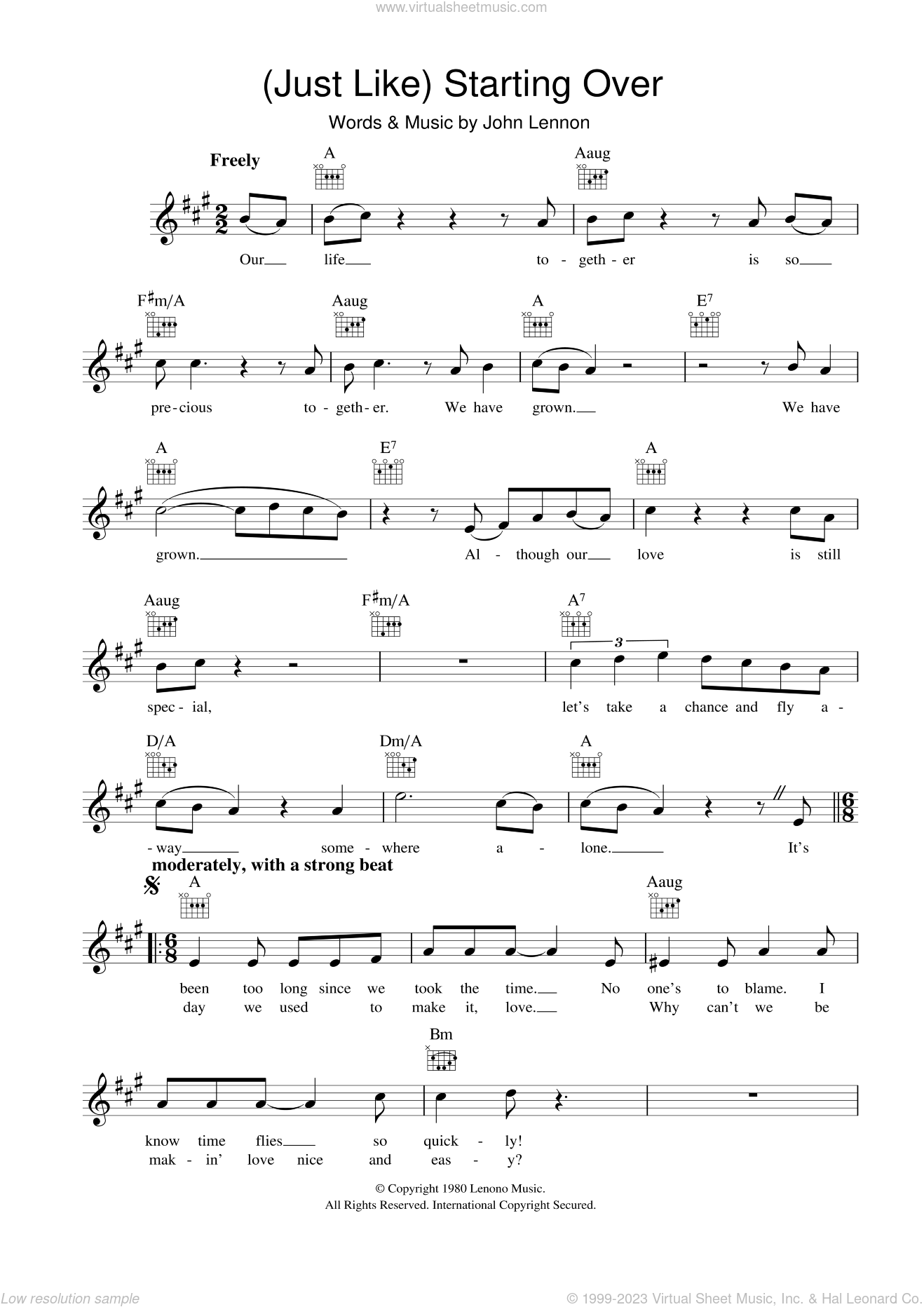 Lennon Just Like Starting Over Sheet Music Fake Book Pdf