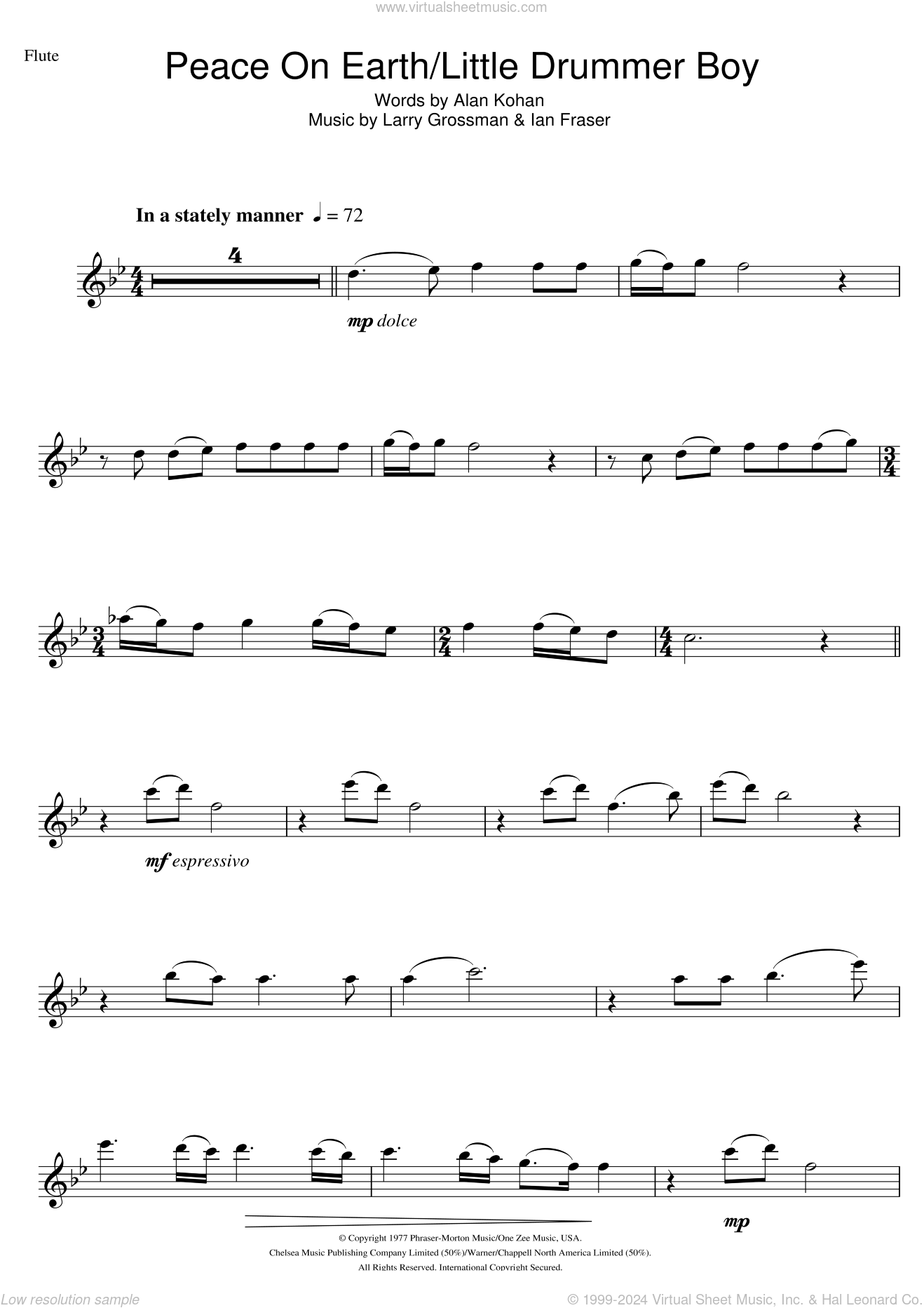 Peace On Earth sheet music for flute solo (PDF)