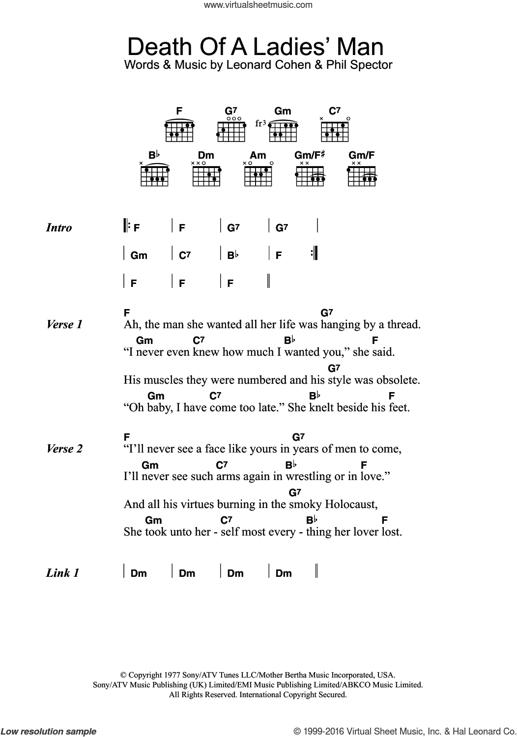 Death Of A Ladies' Man sheet music for guitar (chords) (PDF)